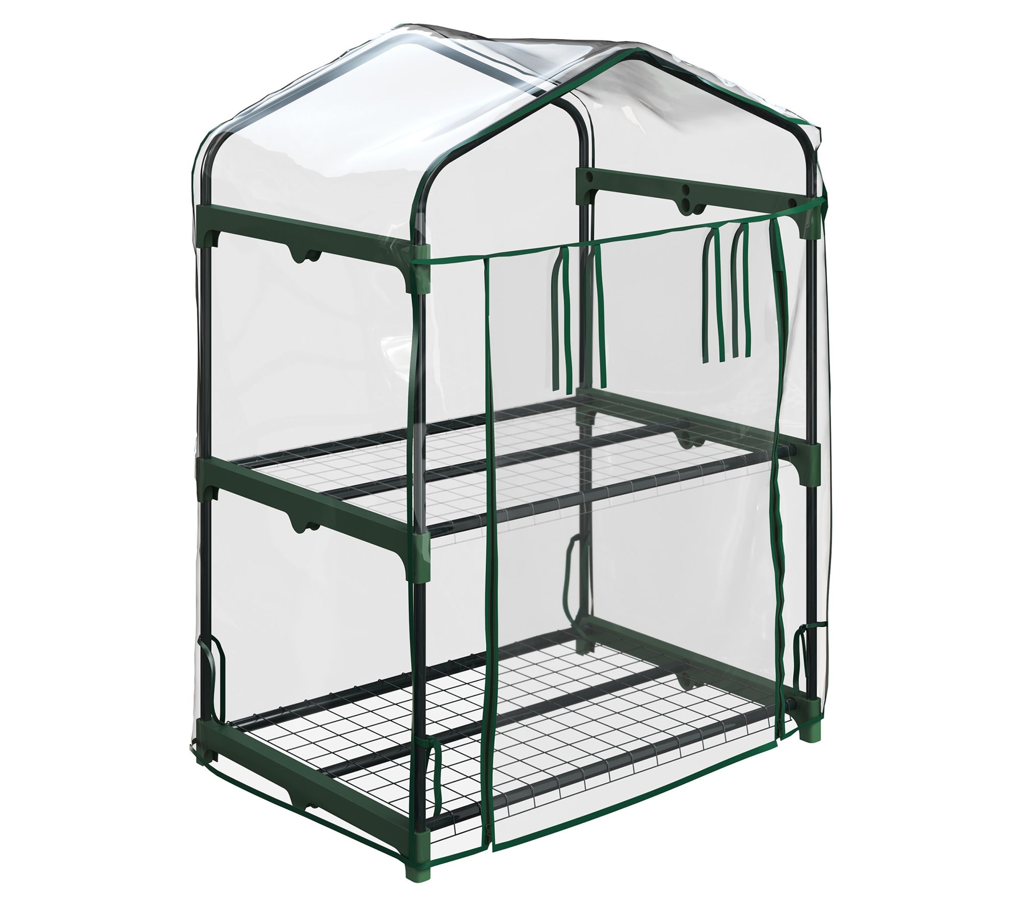 Home-Complete 2-Tier Mini Greenhouse Portable w ith Steel Fram