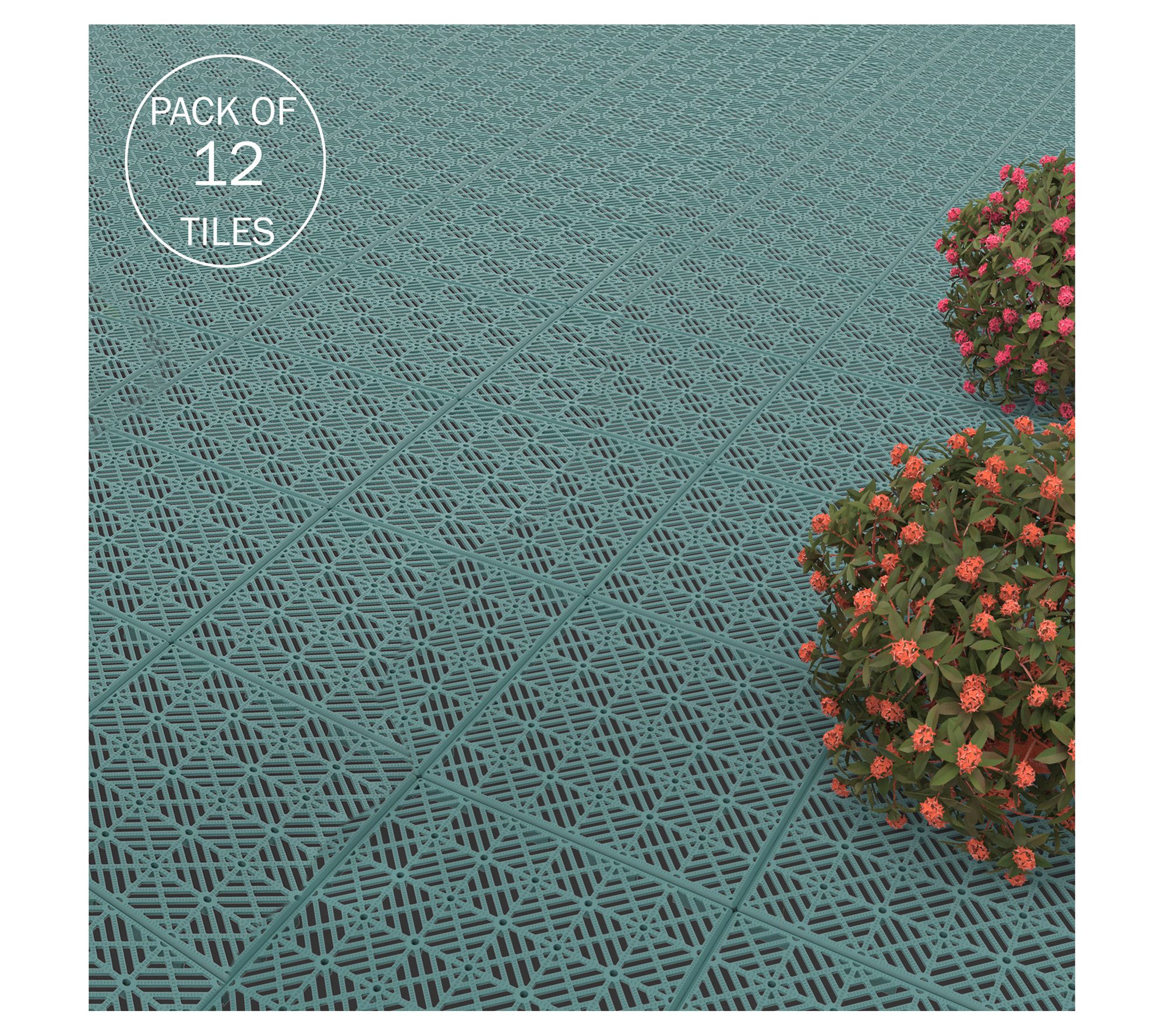 Pure Garden 12-Pack Deck Tiles Interlocking Patio Tiles