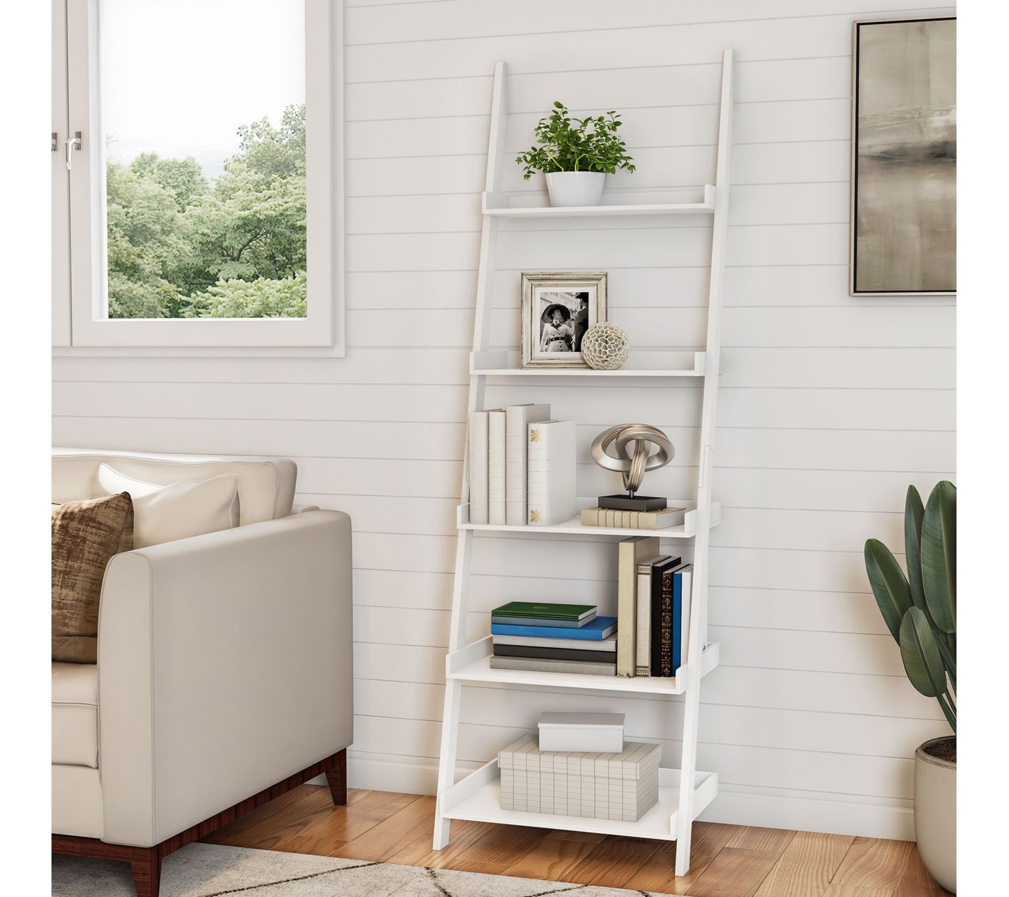 Lavish Home 5-Tier Ladder Freestanding Wooden B ookcase