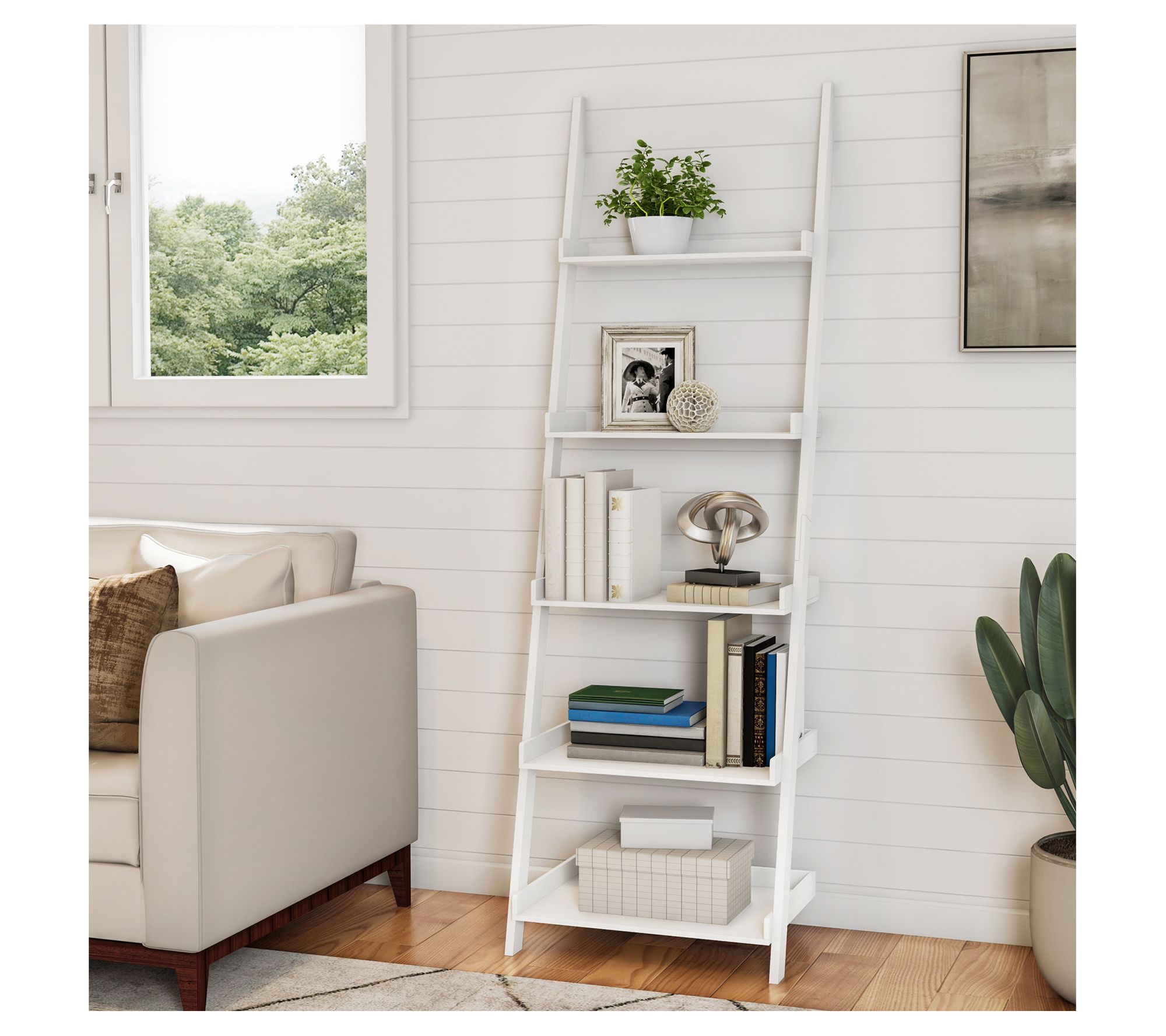 Lavish Home 5-Tier Ladder Freestanding Wooden B ookcase