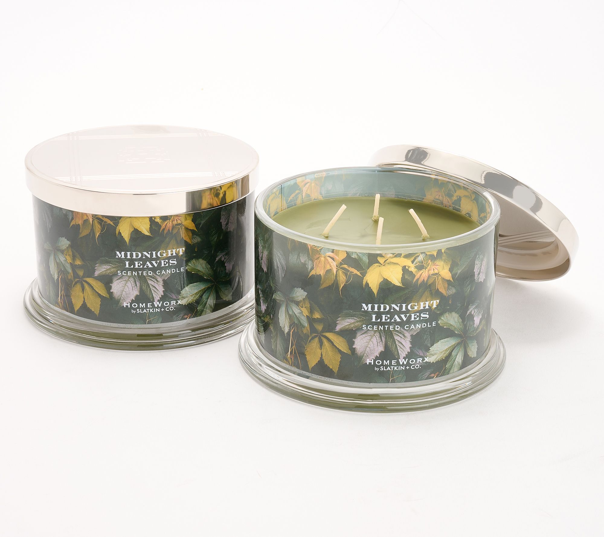 HomeWorx by Slatkin + Co. S/2 Midnight Leaves 18oz Candles