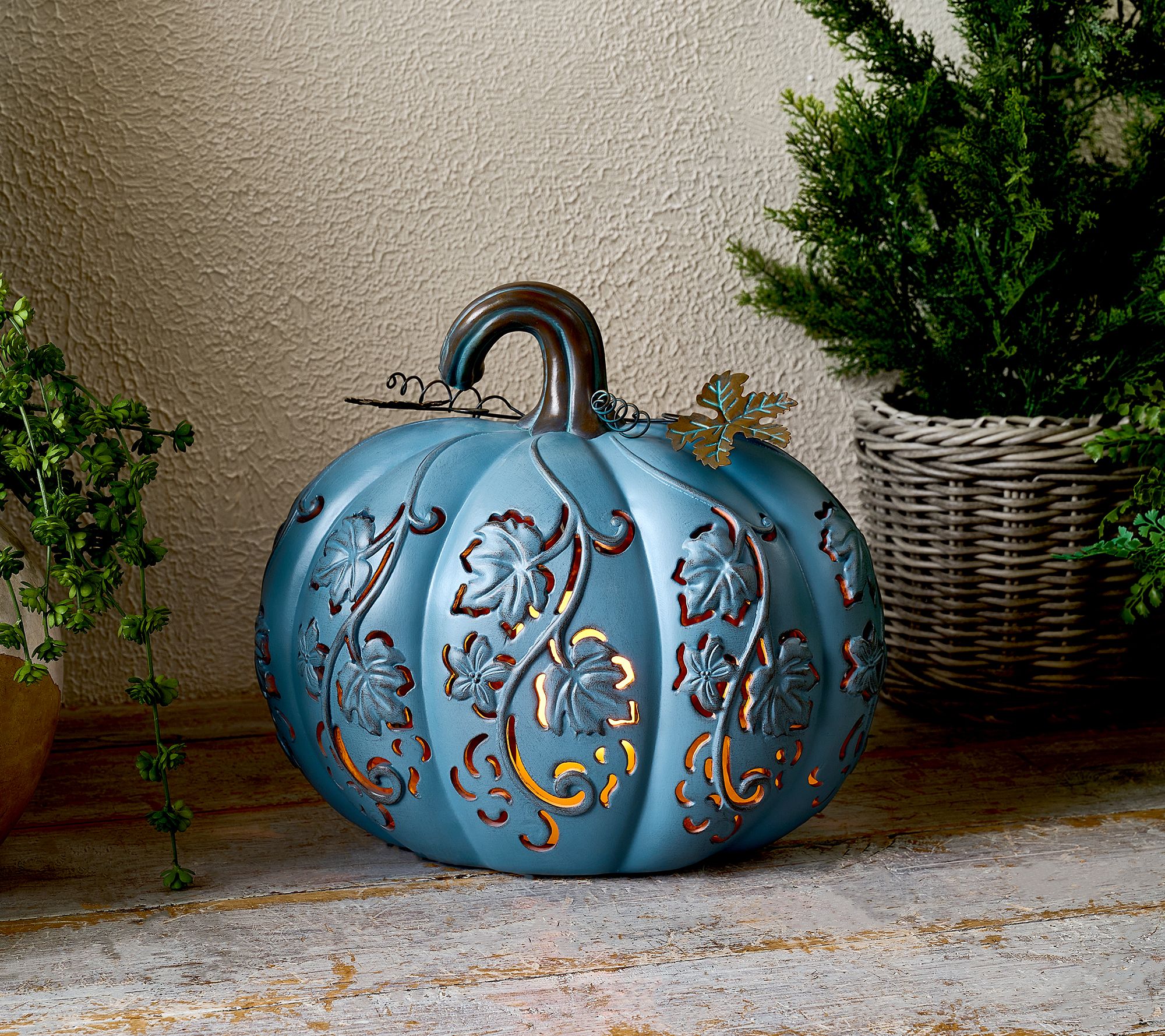 Indoor/Outdoor 14" Illuminated Oversized Pumpkin by Valerie