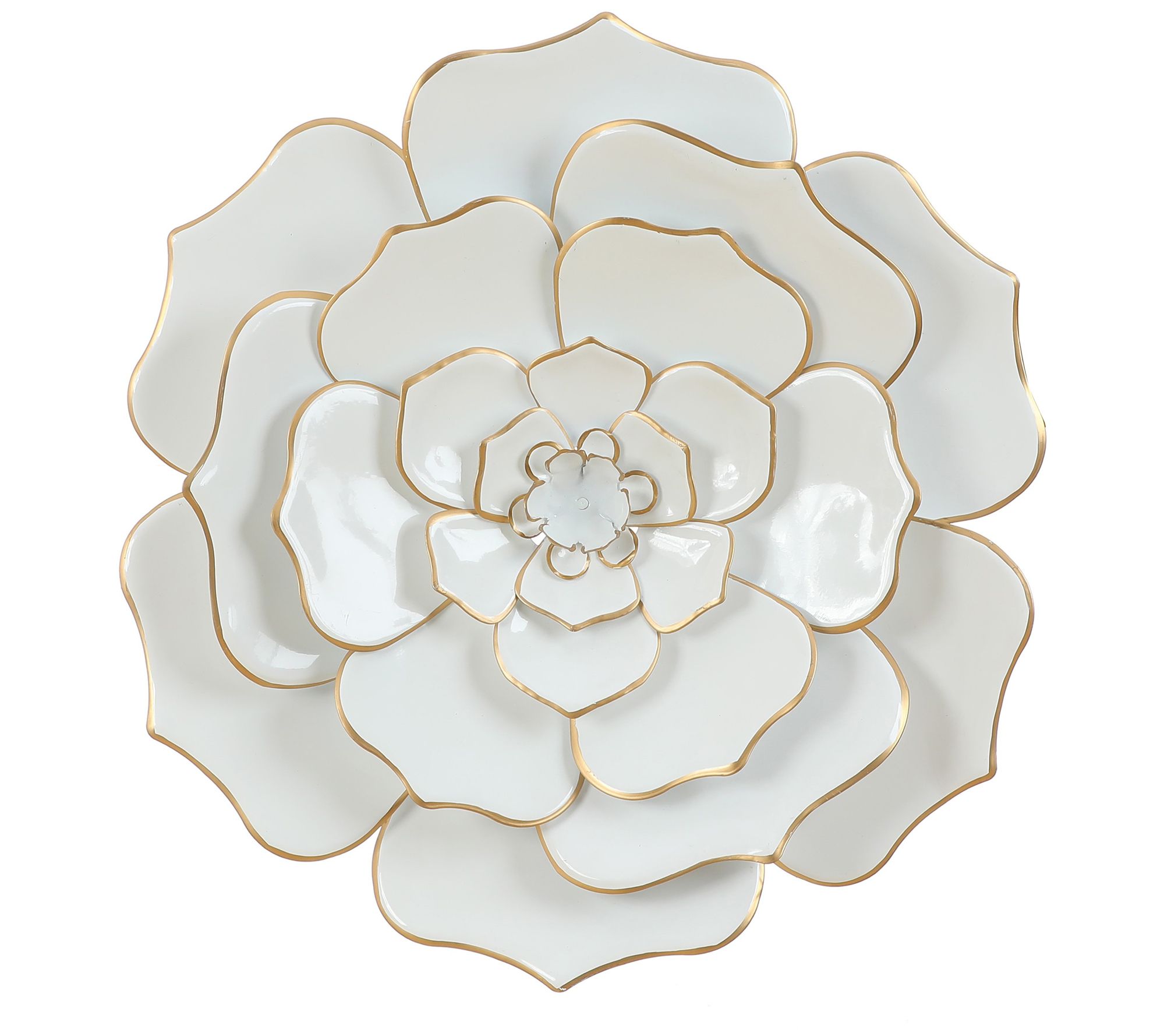 LuxenHome White and Gold Flower Metal Wall Decor