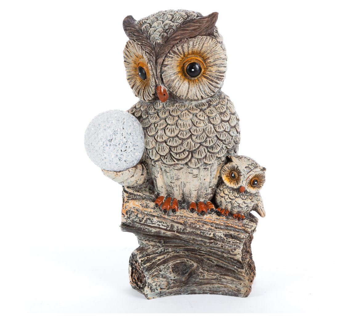11.5 in. Solar Resin Owl Statue by Gerson International