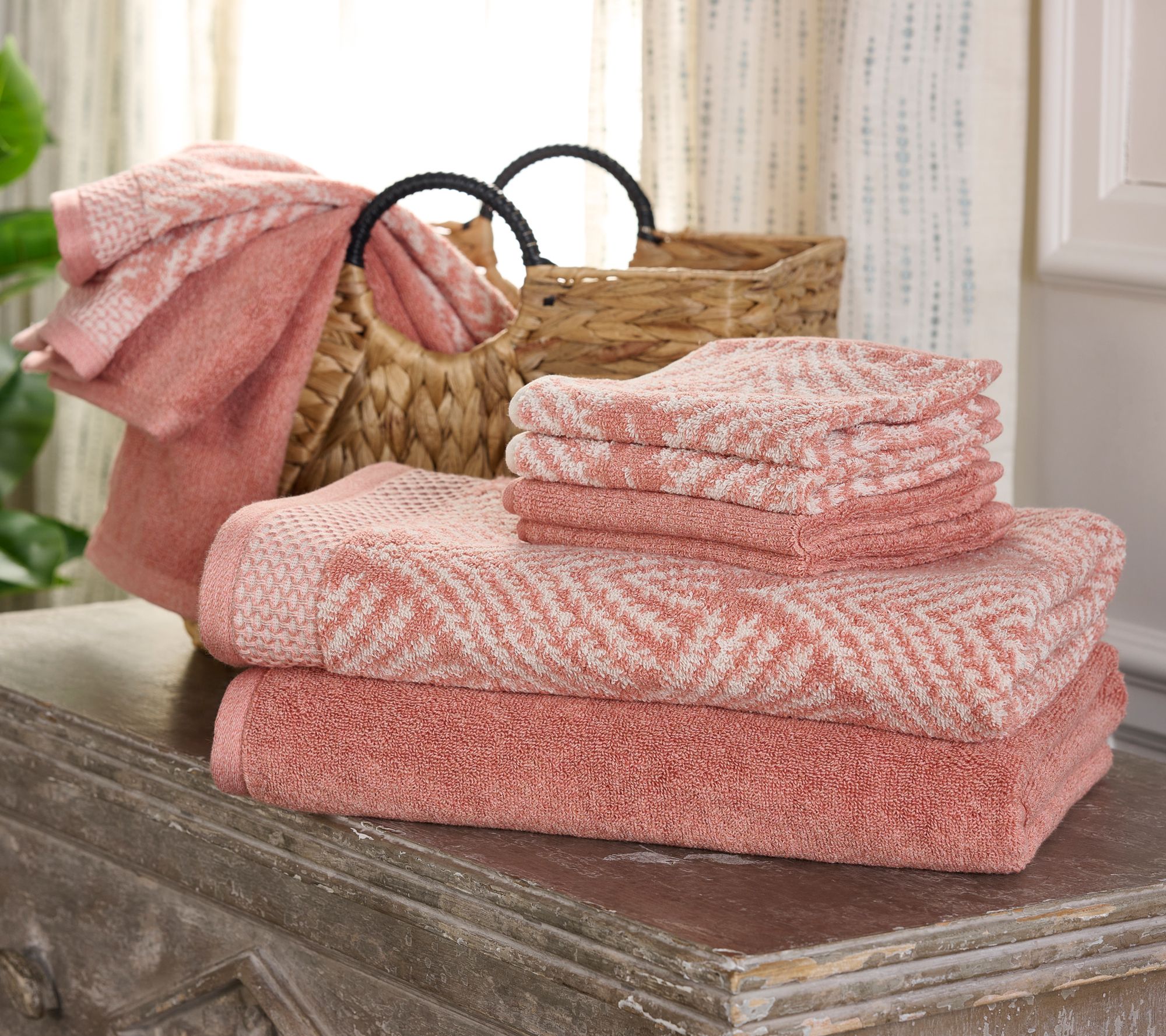 "As Is" Home Reflections 8-pc Jacquard & Solid Towel Set