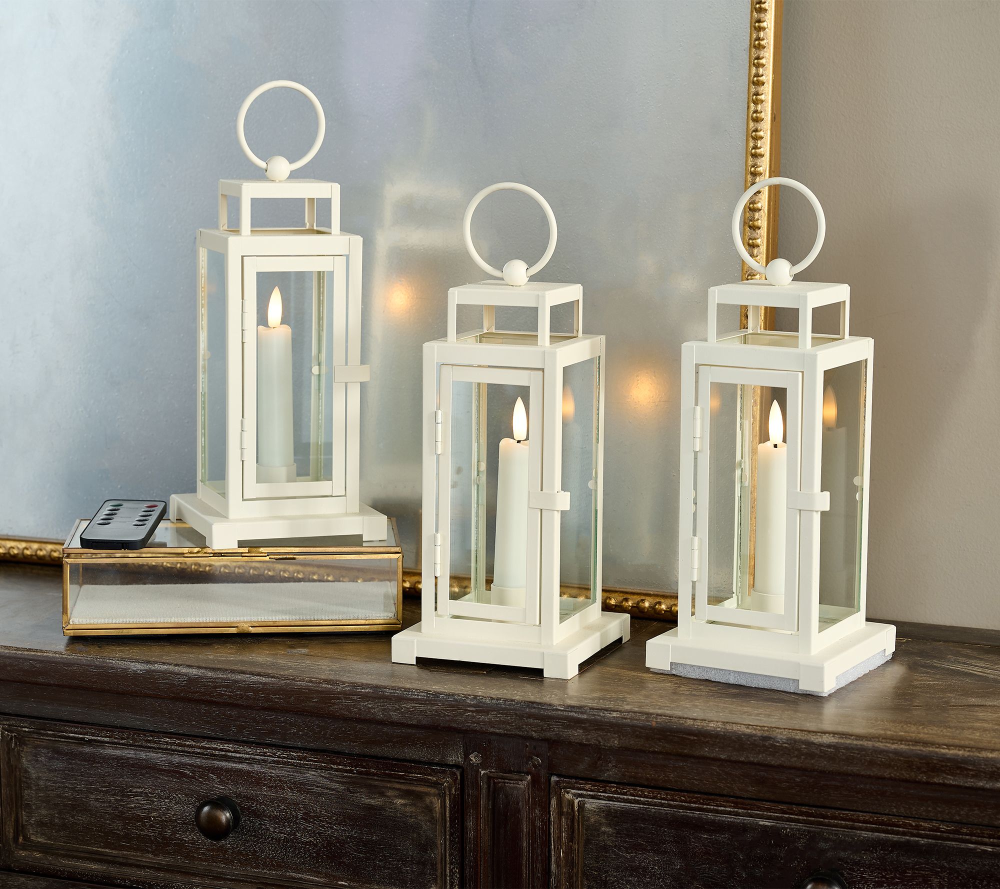 Home Reflections Indoor/Outdoor Set of (3) 9" Taper Lanterns