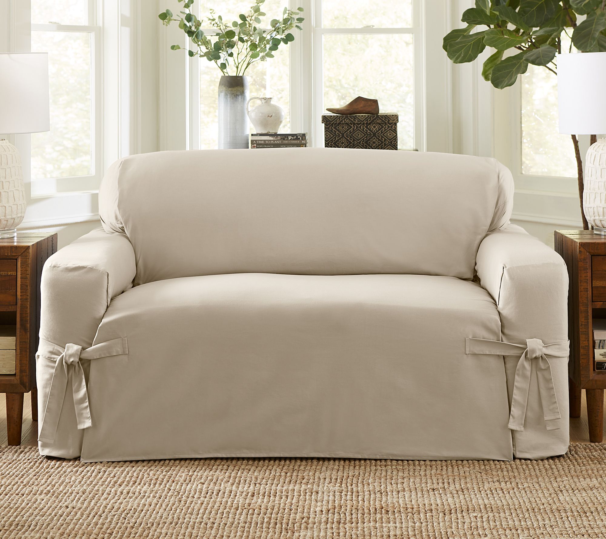 "As Is" Surefit Woven Relaxed Furniture Slipcover - Love Seat