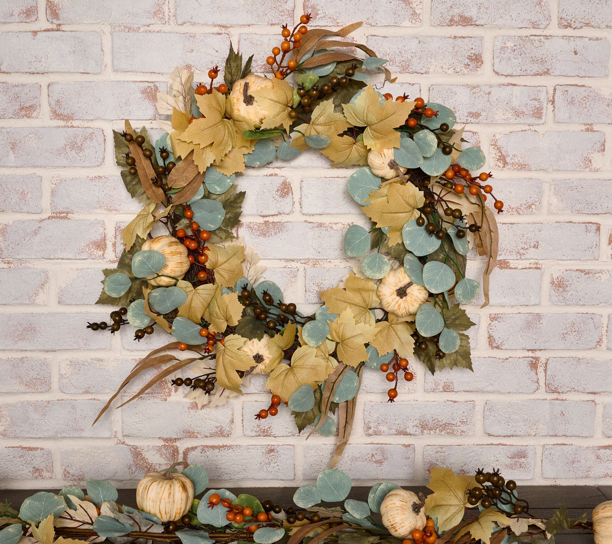 24" Pumpkin, Berry & Leaf Wreath by Valerie