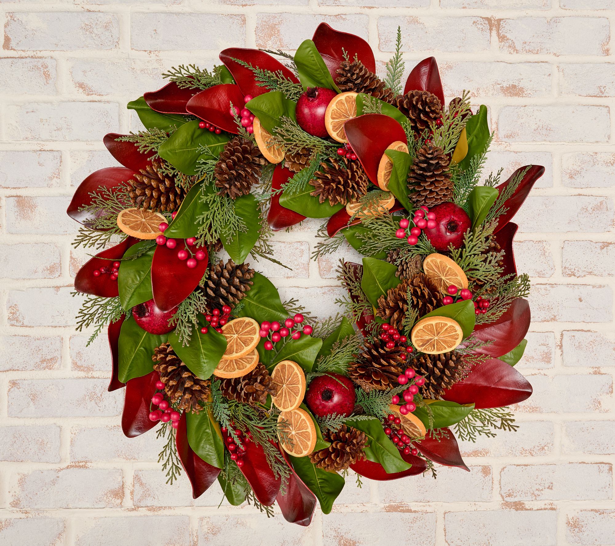 Home Reflections 28" Citrus & Magnolia Leaf Wreath