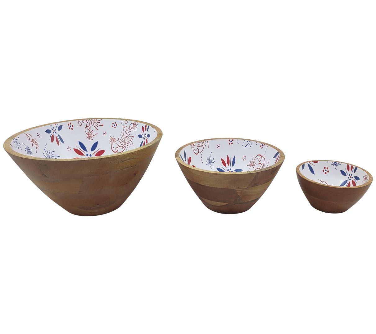 "As Is" Temp-tations Seasonal Set of (3) Mango Wood Bowls