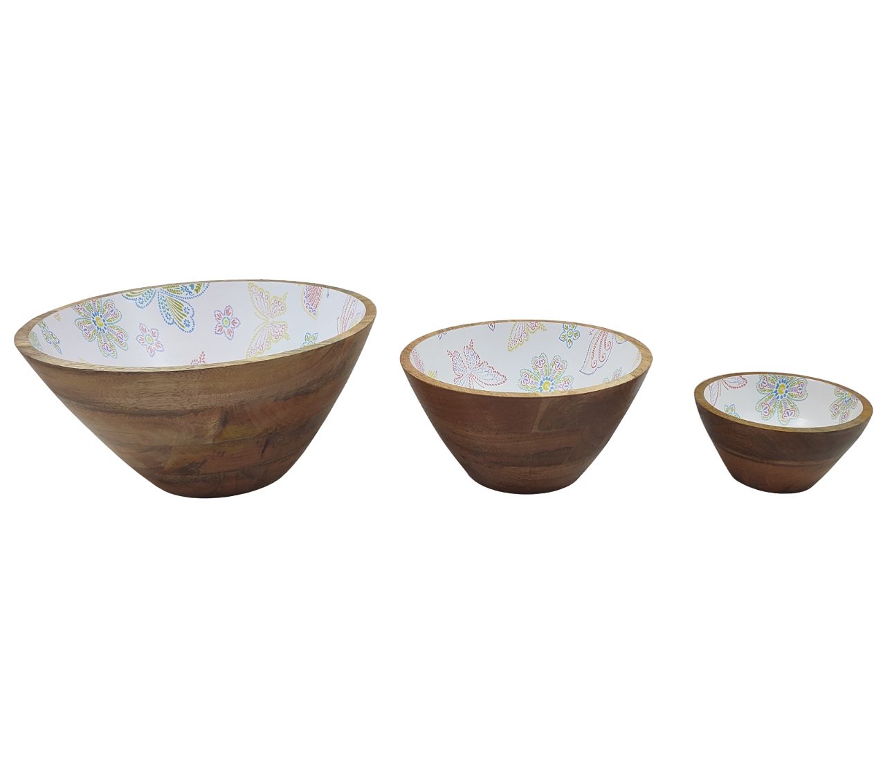 "As Is" Temp-tations Seasonal Set of (3) Mango Wood Bowls