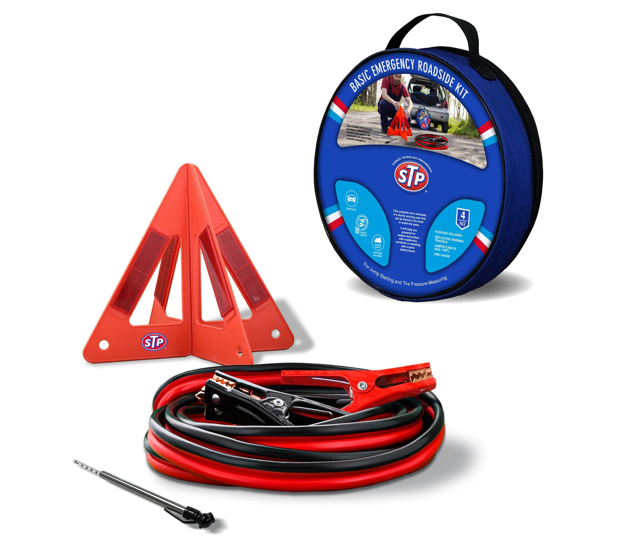 STP Basic 4-PC Emergency Roadside Kit W/16 FT Jumper Cables