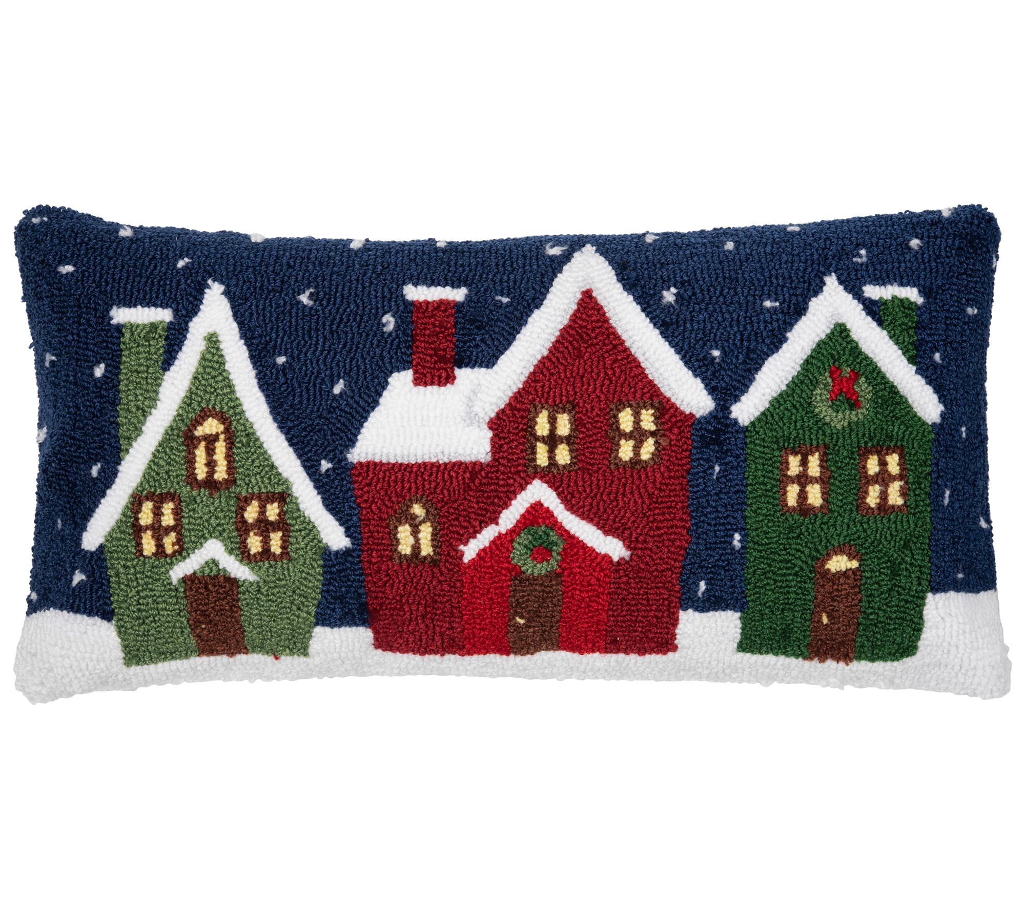 Winter Village Hooked Pillow by Valerie