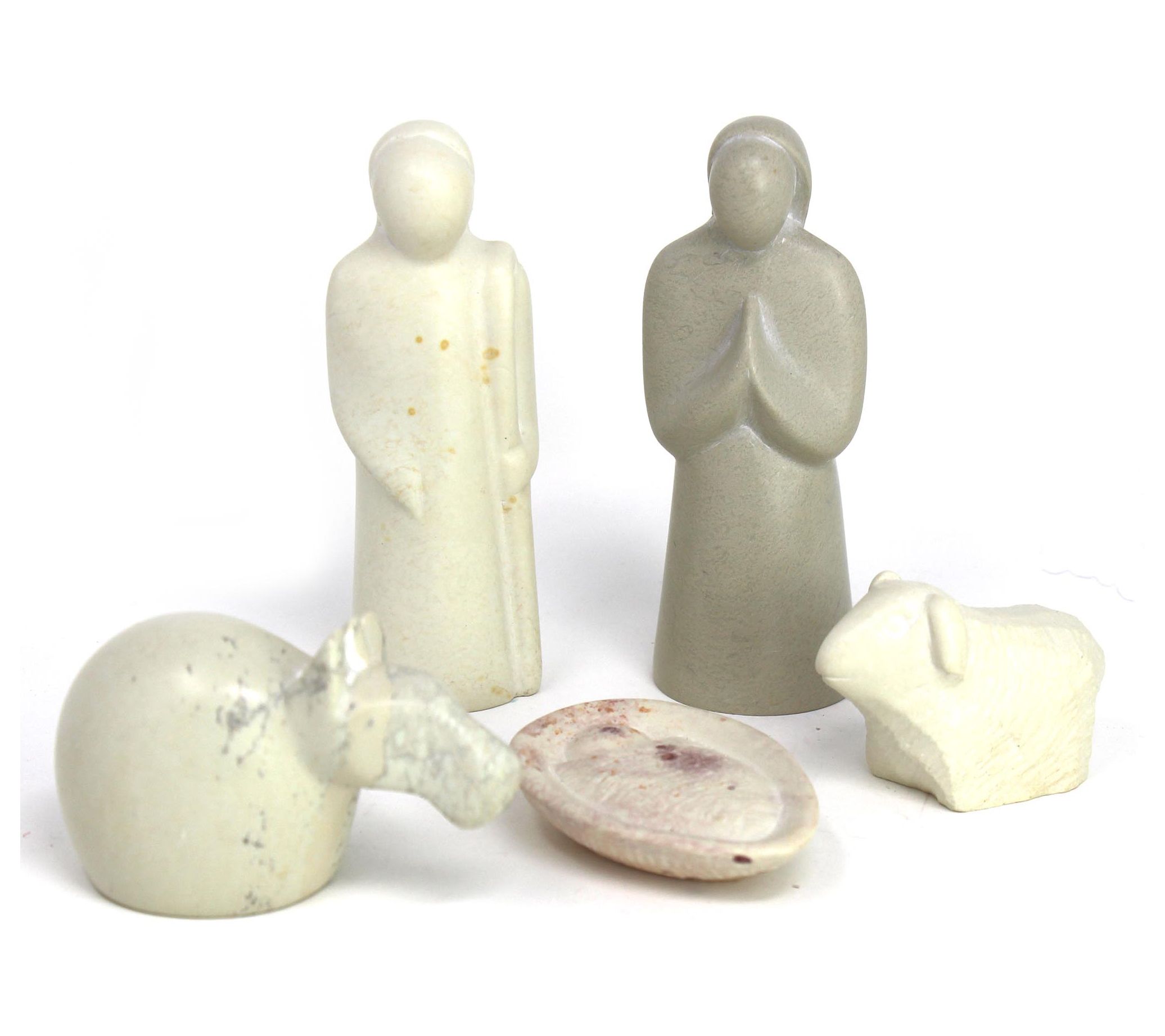Global Crafts 5pc Holy Family Soapstone Nativity Set + Barn