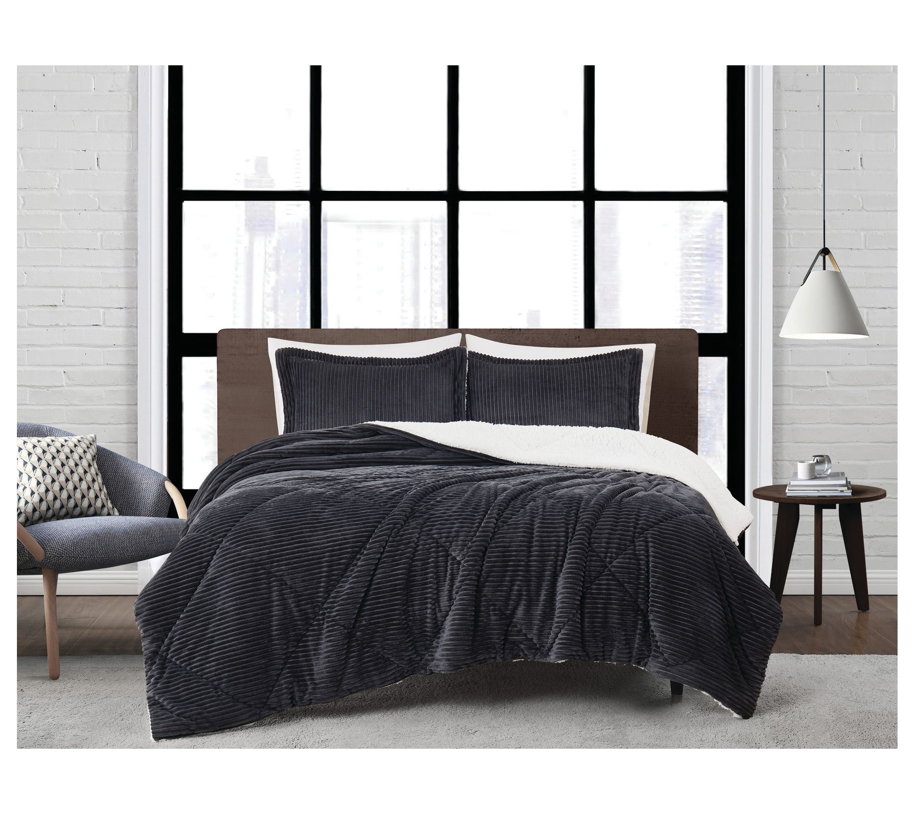 London Fog Corduroy Full/Queen 3 Piece Comforte r Set