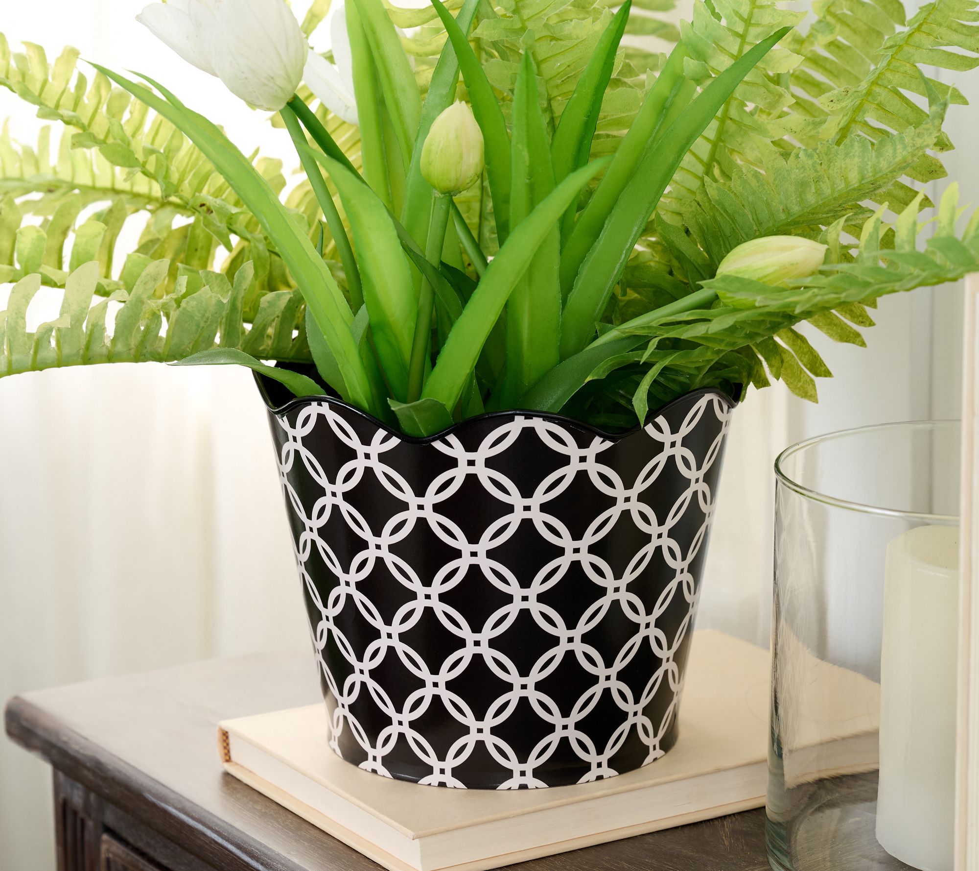 Metal Pot with Scalloped Edge by Valerie