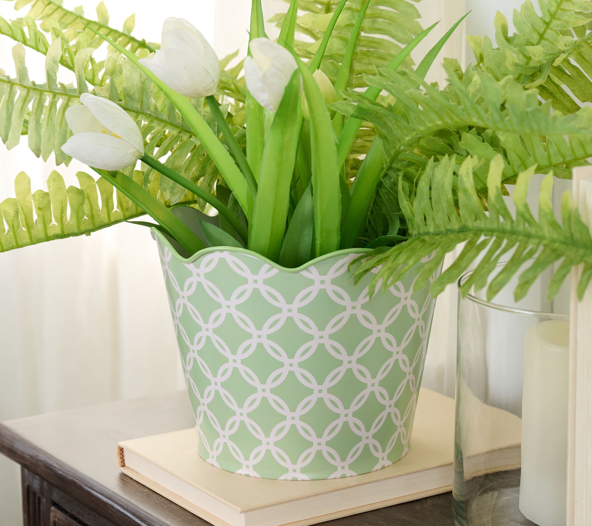 Metal Pot with Scalloped Edge by Valerie