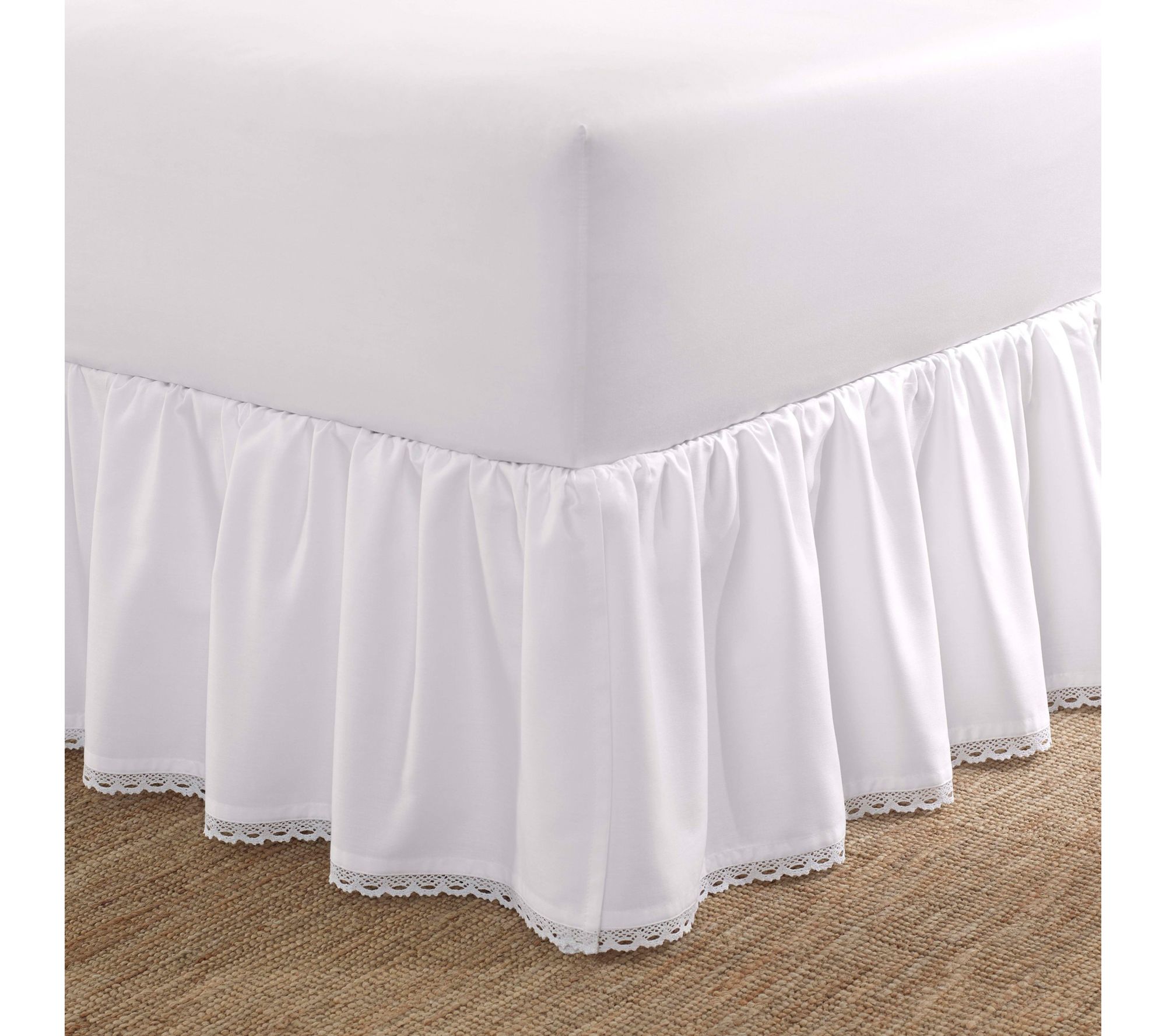 Laura Ashley Crochet White King Ruffled Bedskirt