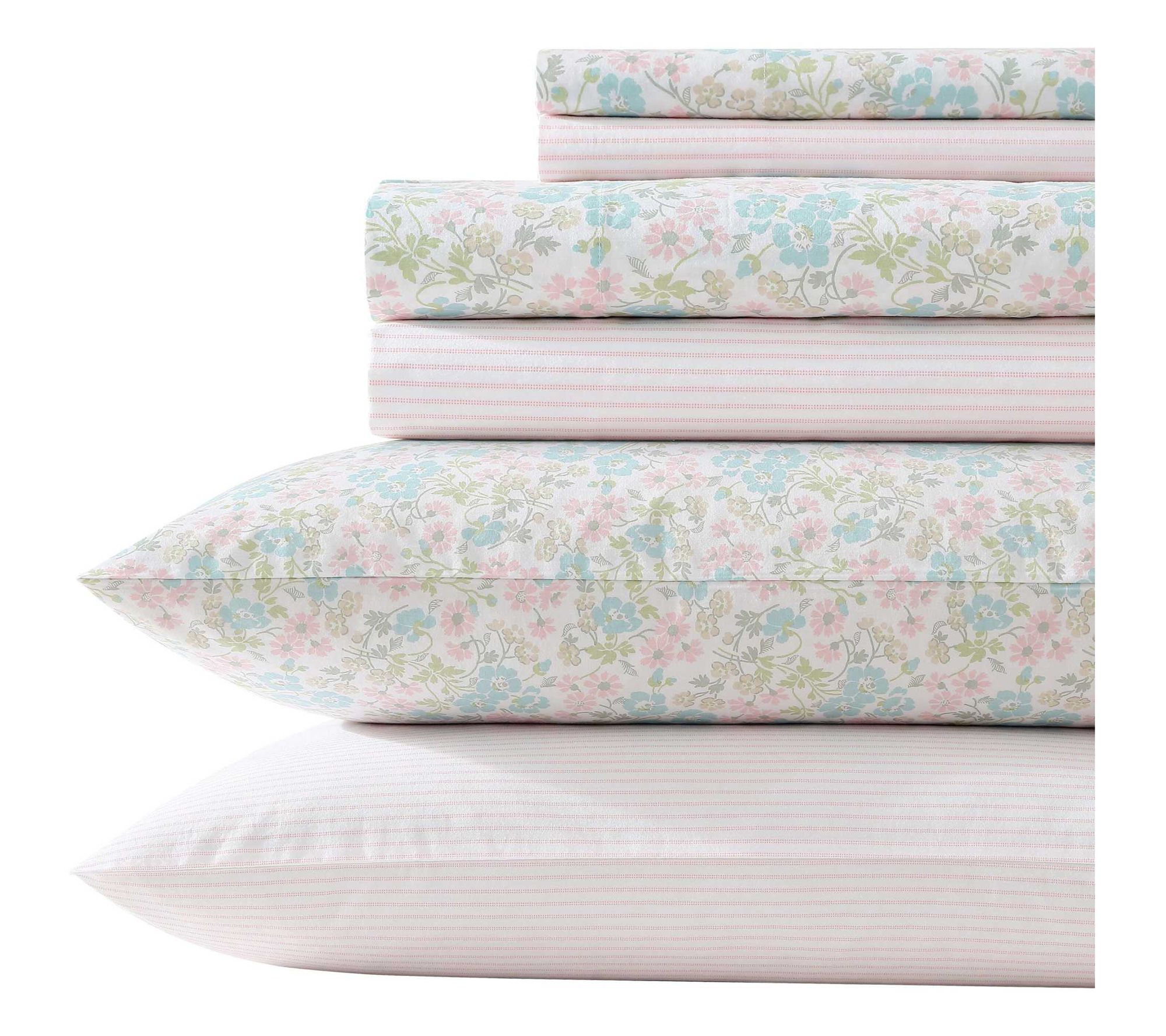 Laura Ashley Jaynie Blue-Pink King Sheet Set