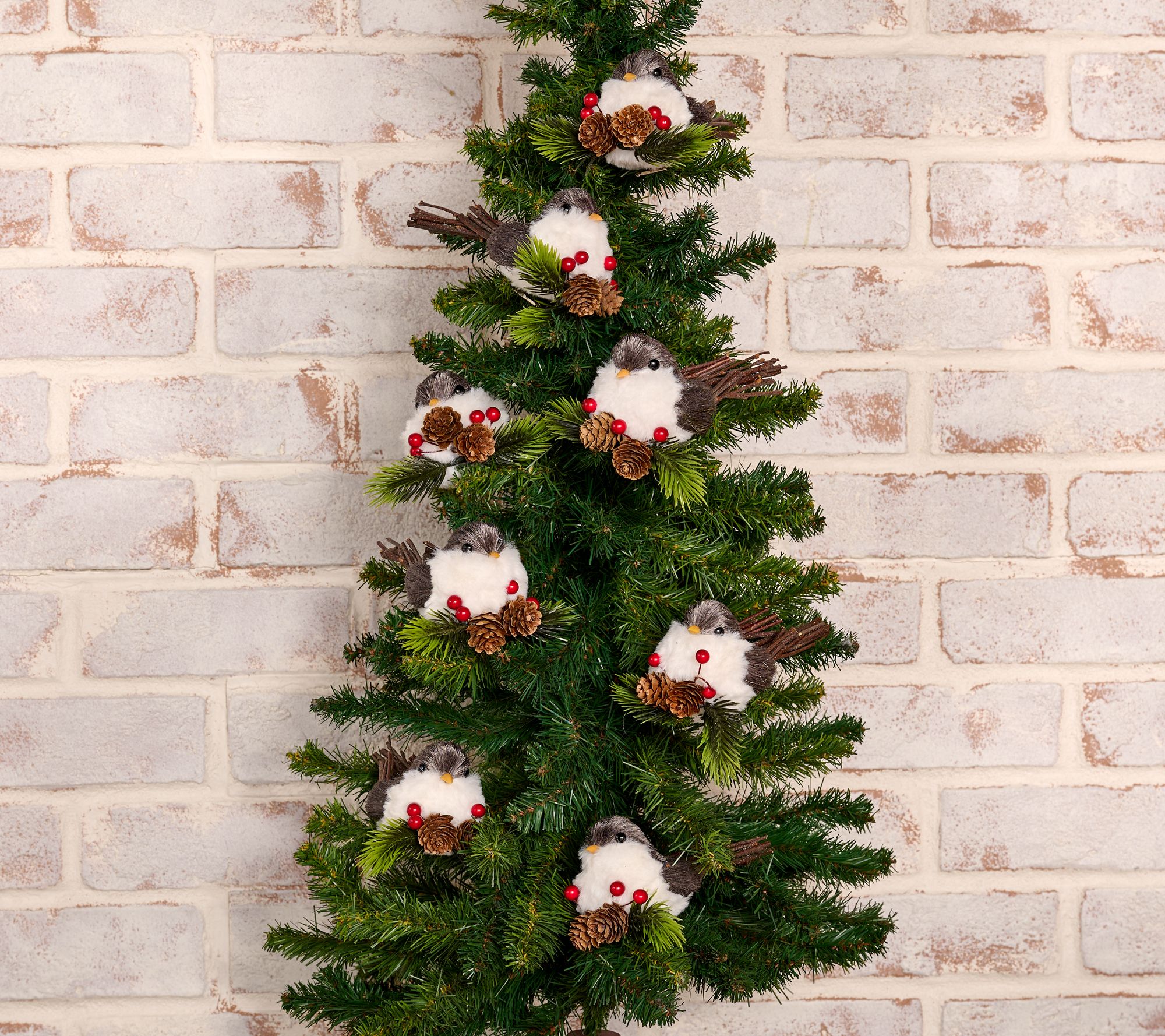 "As Is" Set of 8 Chickadee with Pine and Berry Clips by Valerie