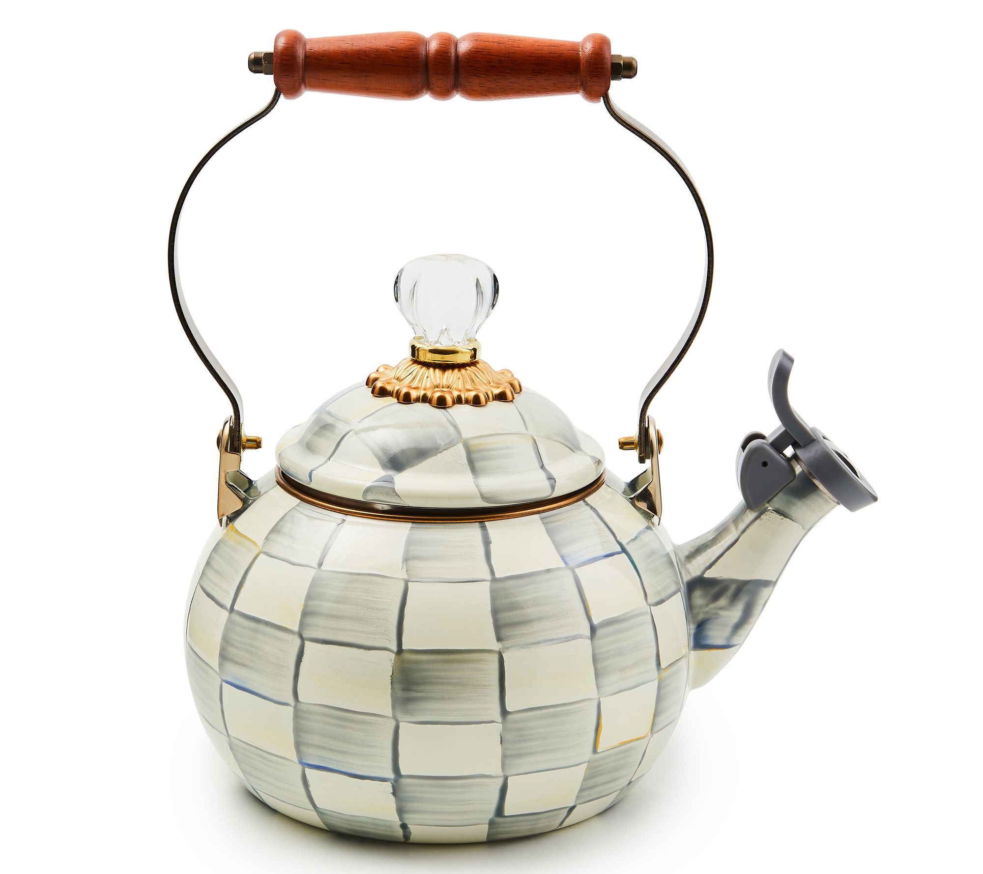MacKenzie-Childs Sterling Check Whistling Tea Kettle