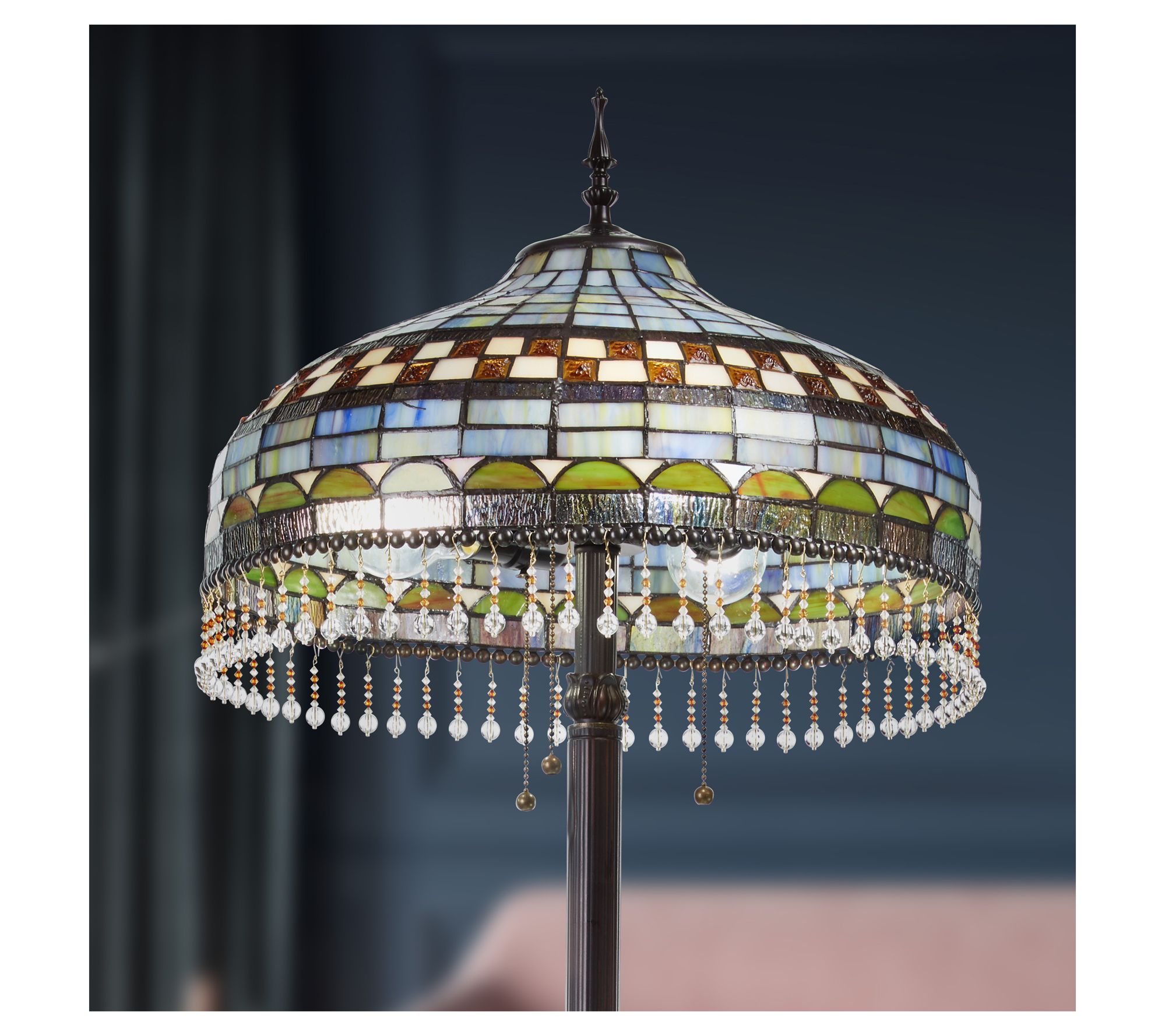 River of Goods 64"H Blue Stained Glass Candlestick Floor Lamp