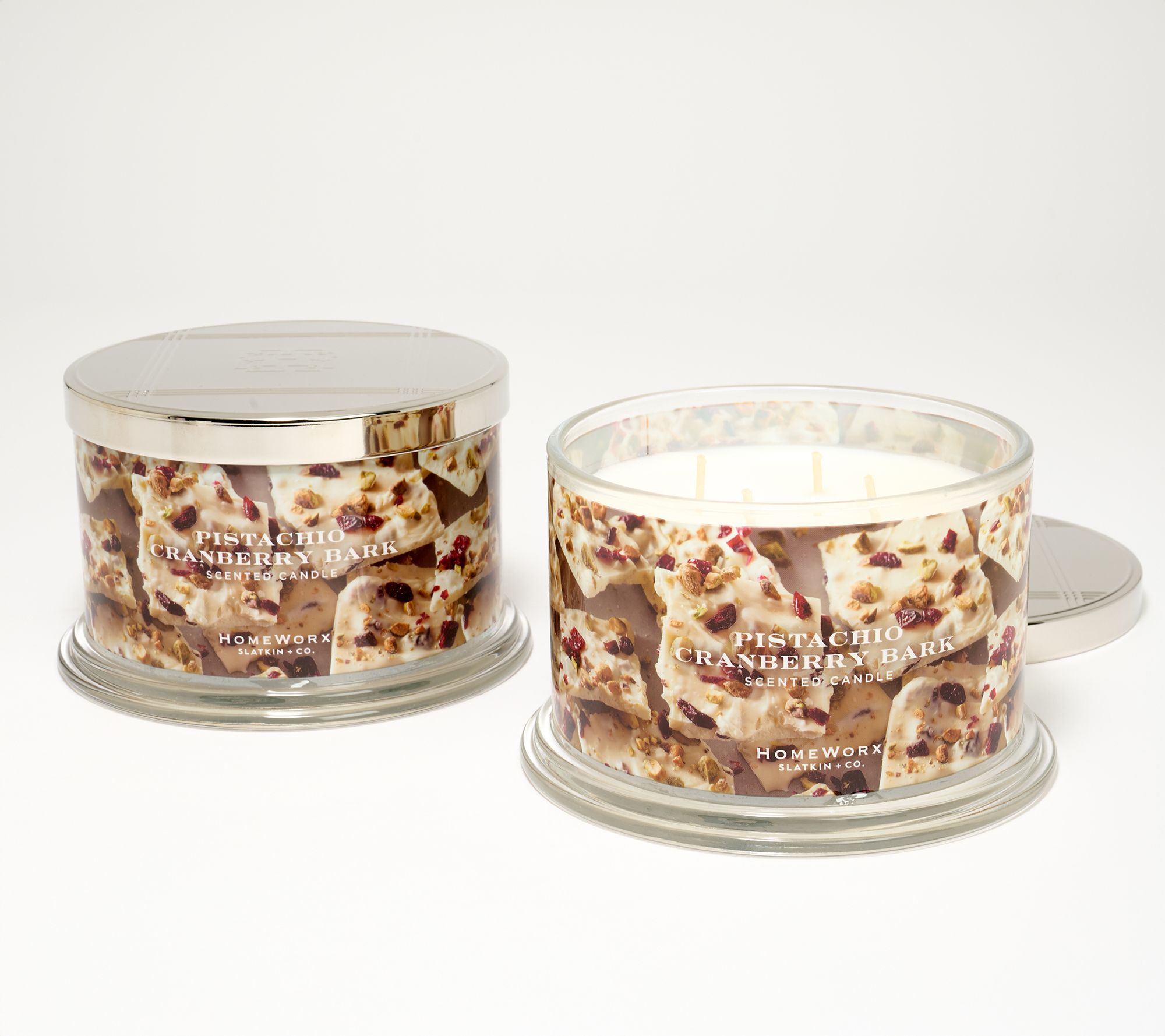 HomeWorx by Slatkin + Co. S/2 18oz Pistachio Cran Bark Candles