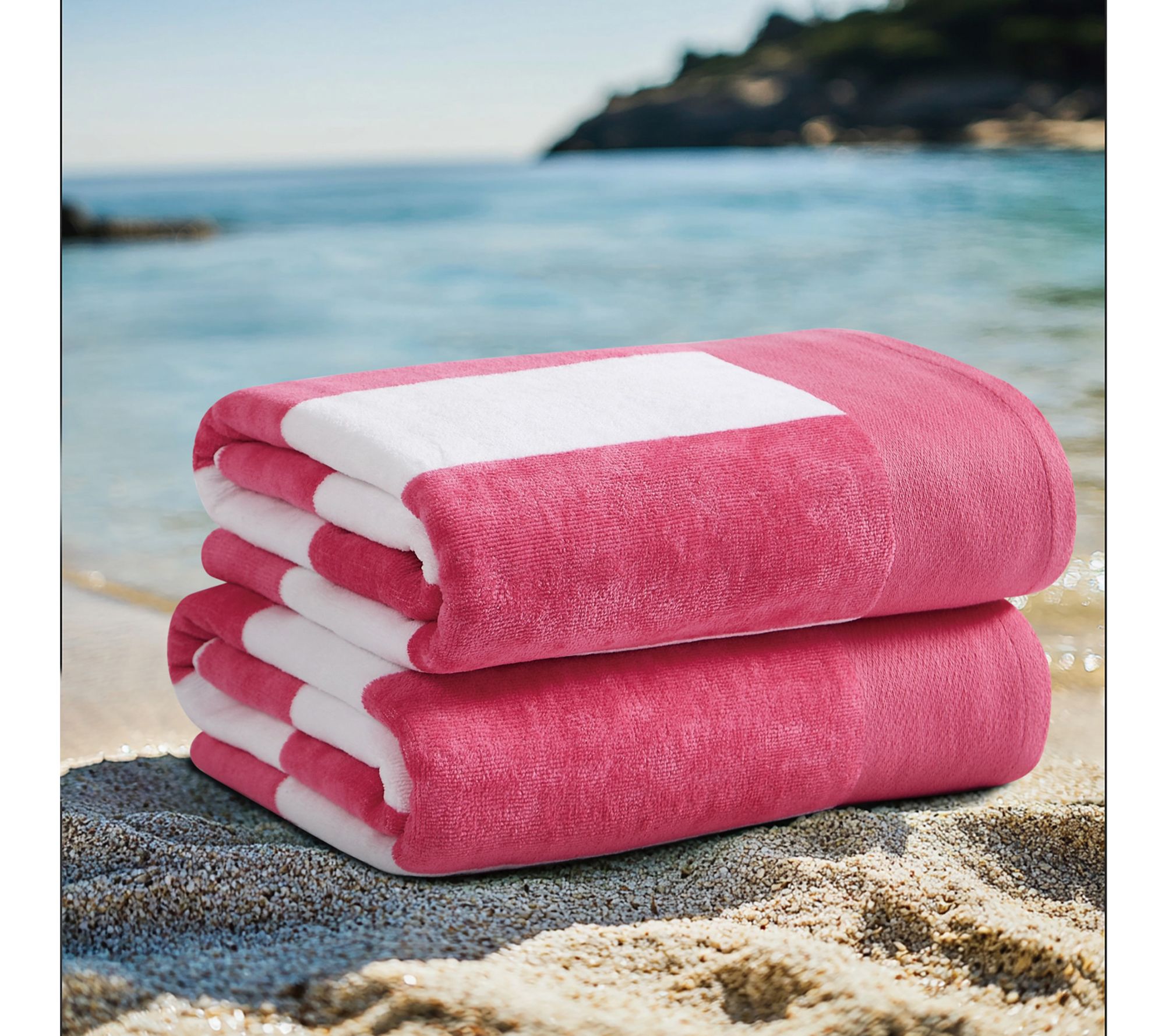 Oceanfront Resort Cabana Stripe 2-Pack Beach Towel