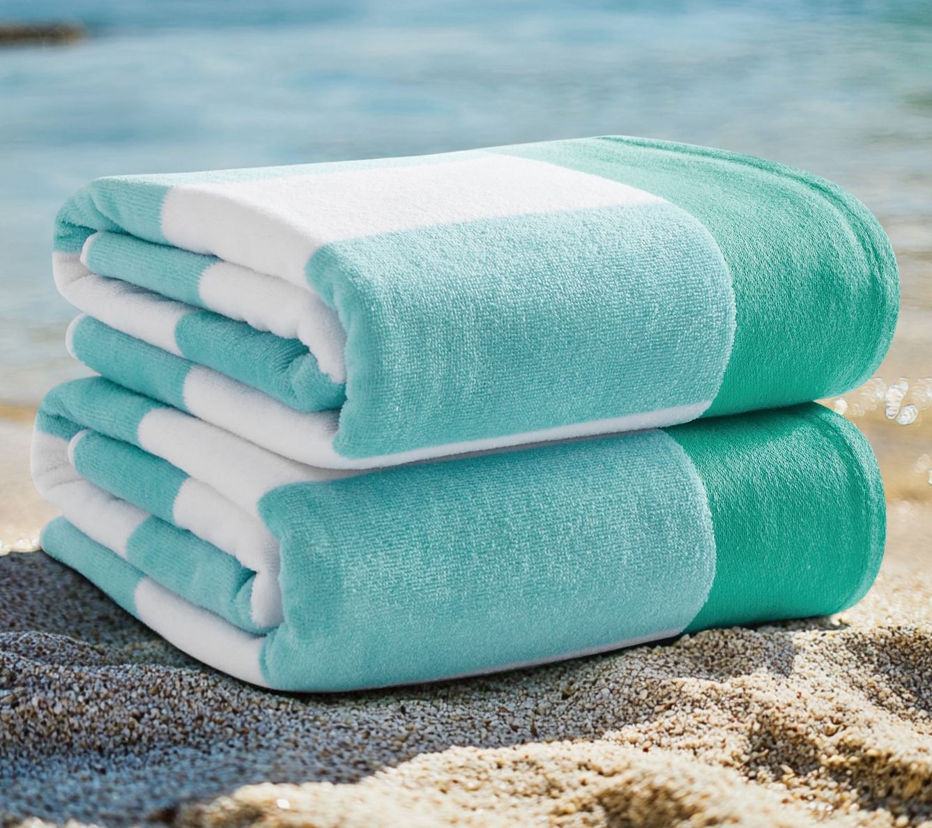 Oceanfront Resort Cabana Stripe 2-Pack Beach Towel