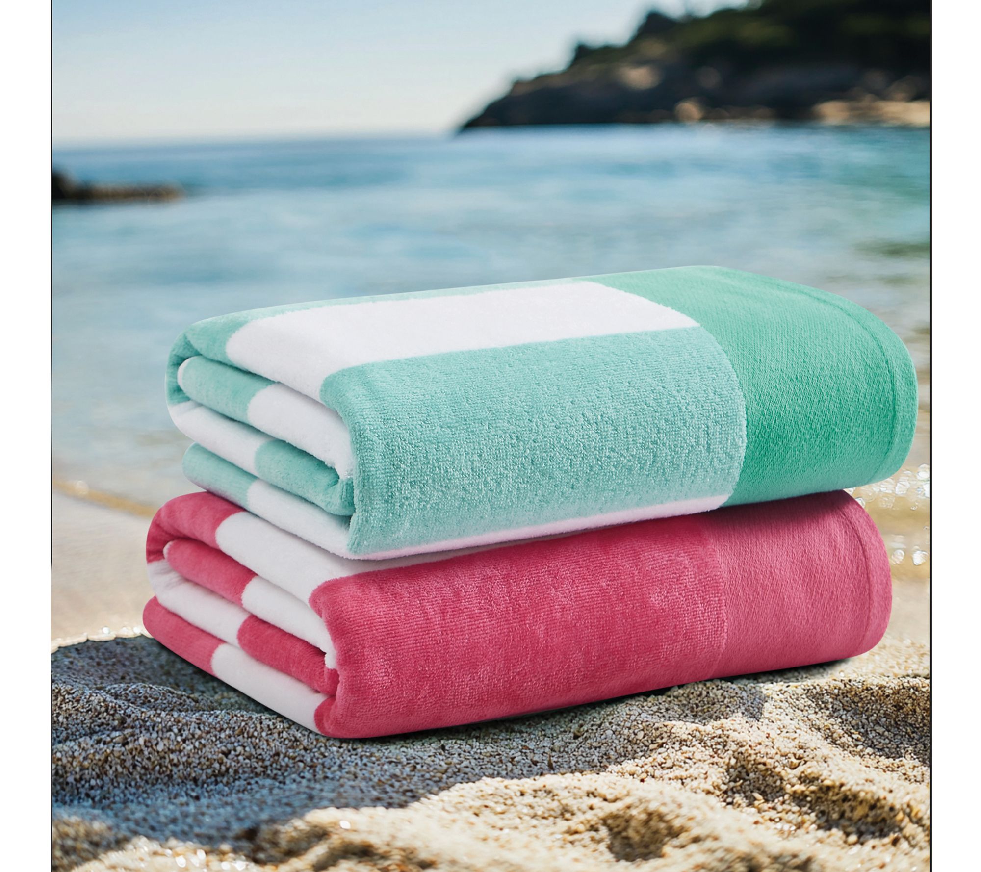 Oceanfront Resort Cabana Stripe 2-Pack Beach Towel