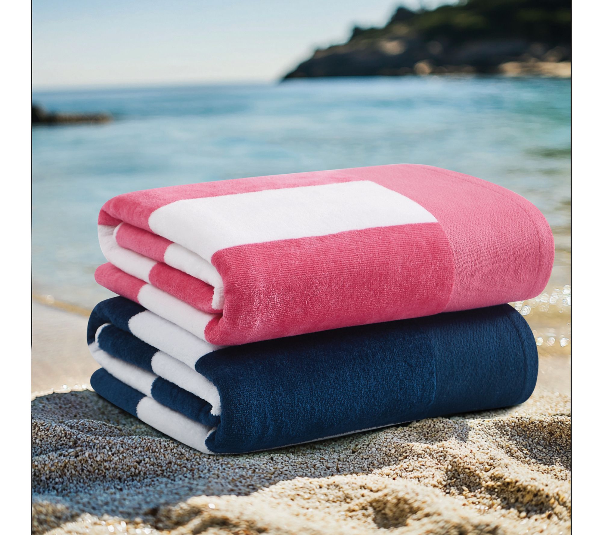 Oceanfront Resort Cabana Stripe 2-Pack Beach Towel
