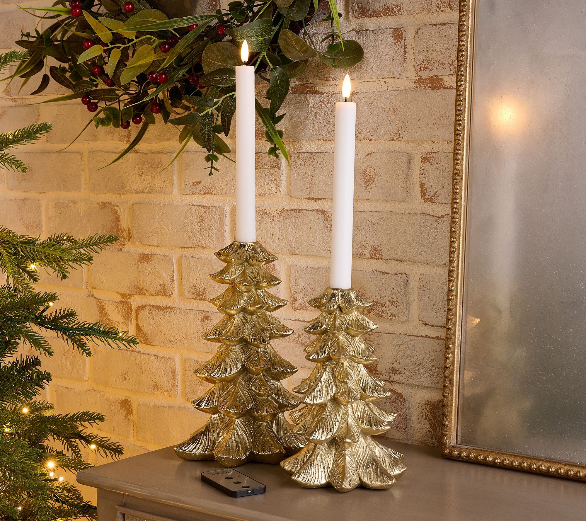 Home Reflections S/2 Tree Taper Holders with Candles