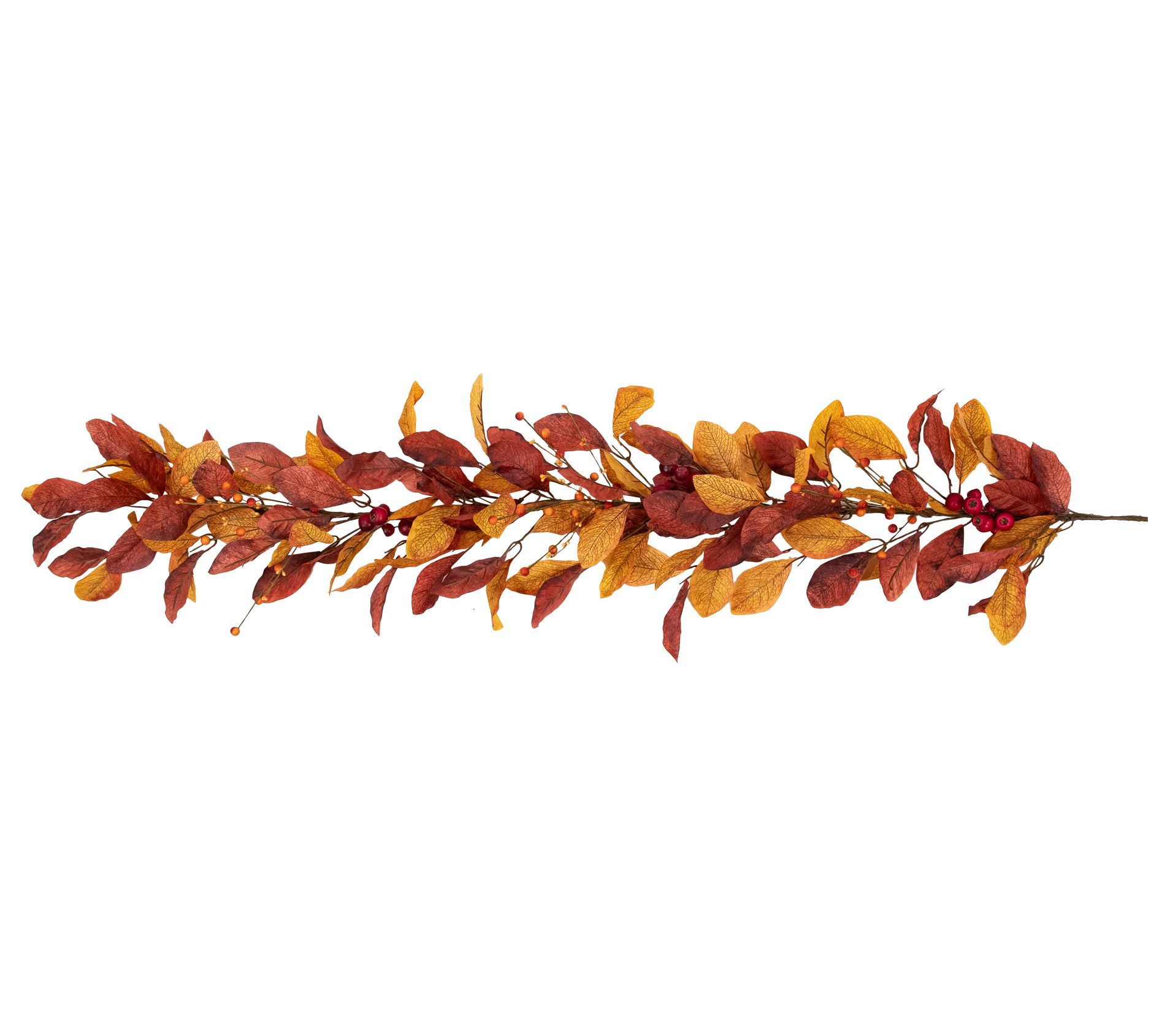 Northlight 5' x 8" Berries with Leaves Harvest Garland Unlit
