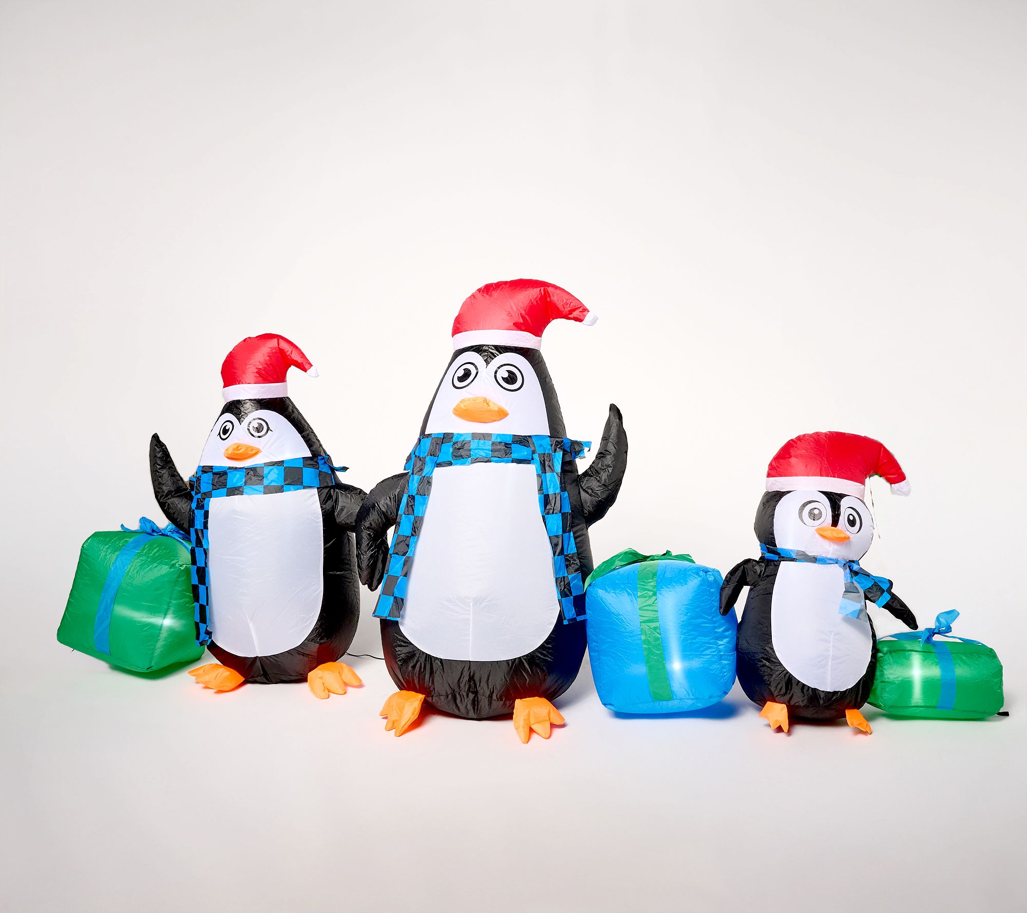"As Is" Kringle Express 8ft Inflatable Penguin Family with Presents