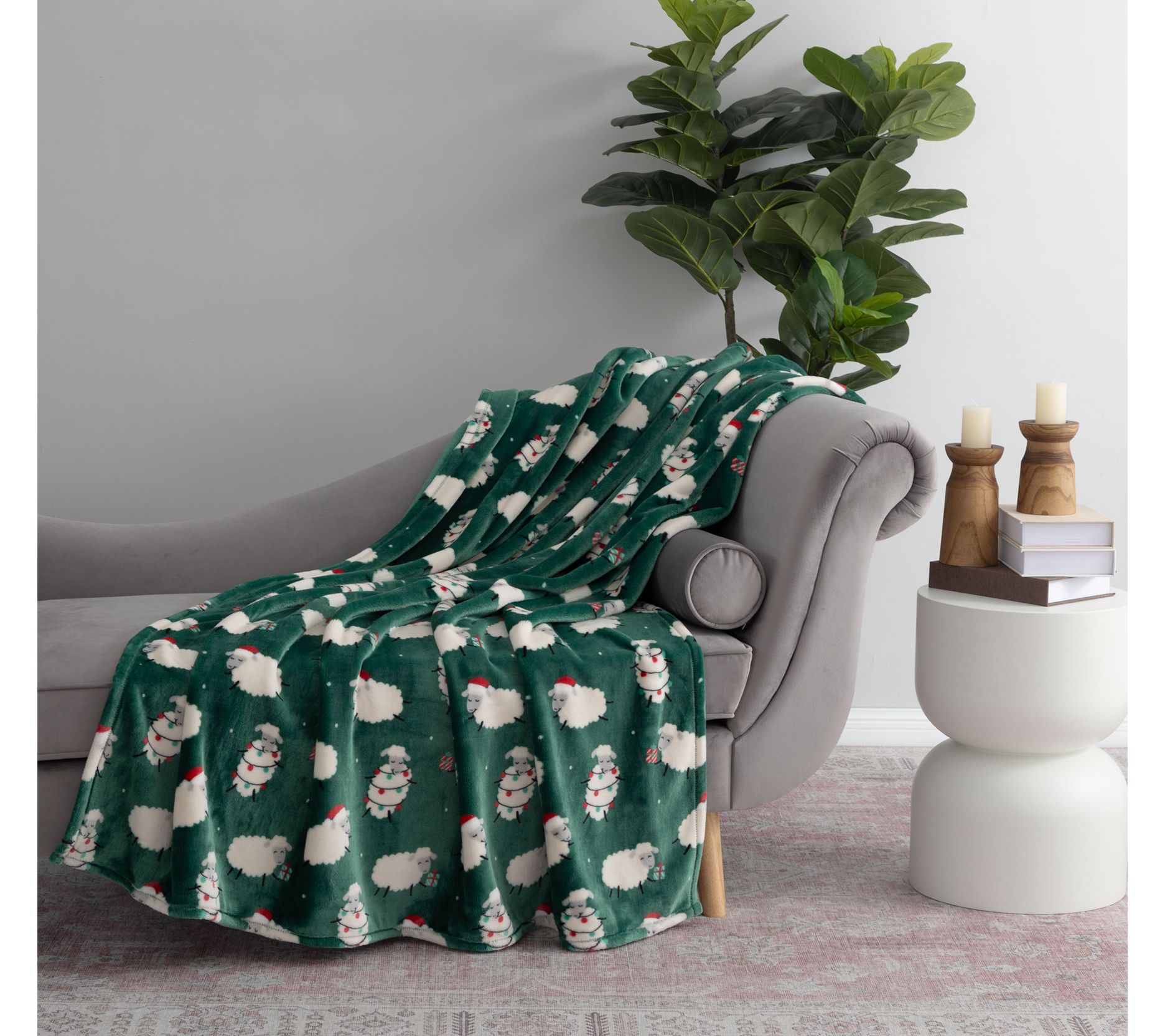 "As Is" Berkshire Holiday Animal 60x70 Plush Throw