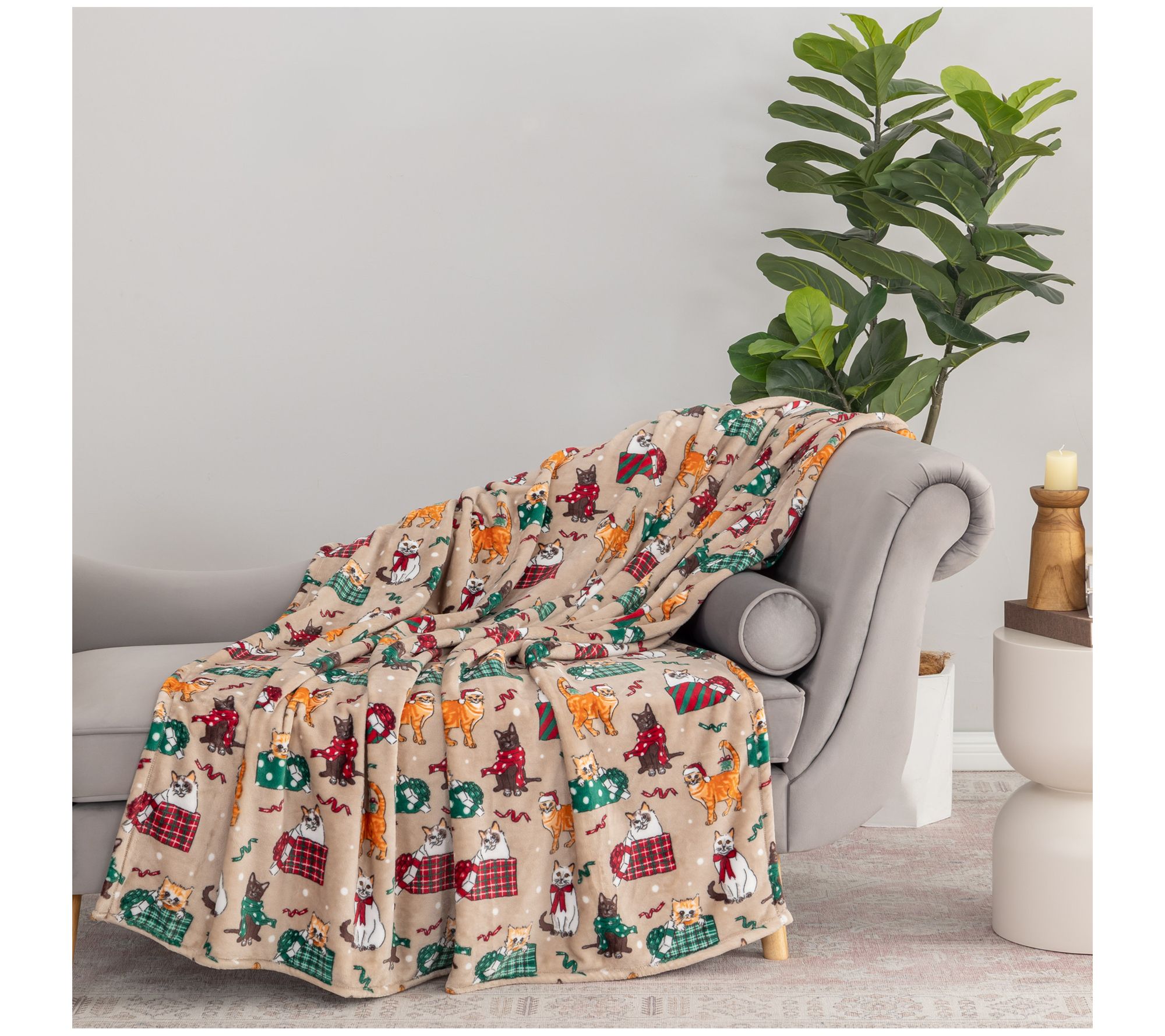 "As Is" Berkshire Holiday Animal 60x70 Plush Throw