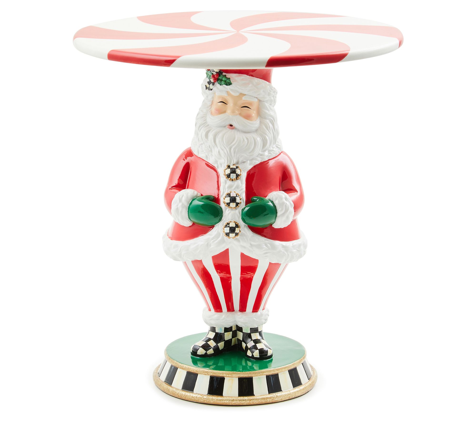 "As Is" MacKenzie- Childs Holly Jolly Santa Pedestal