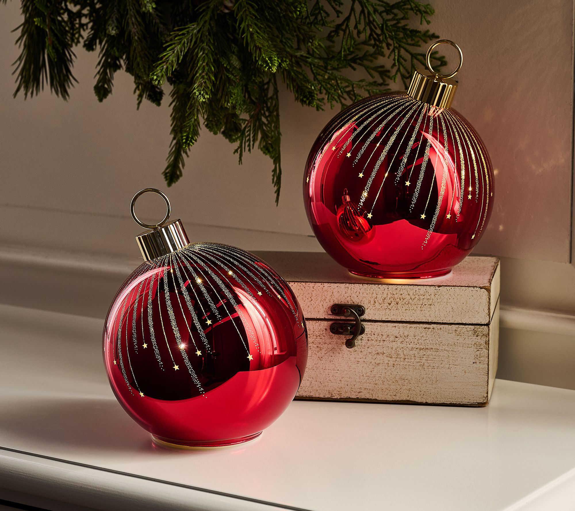 "As Is" Set of 2 6" Starry Night High Shine Ornaments by Valerie