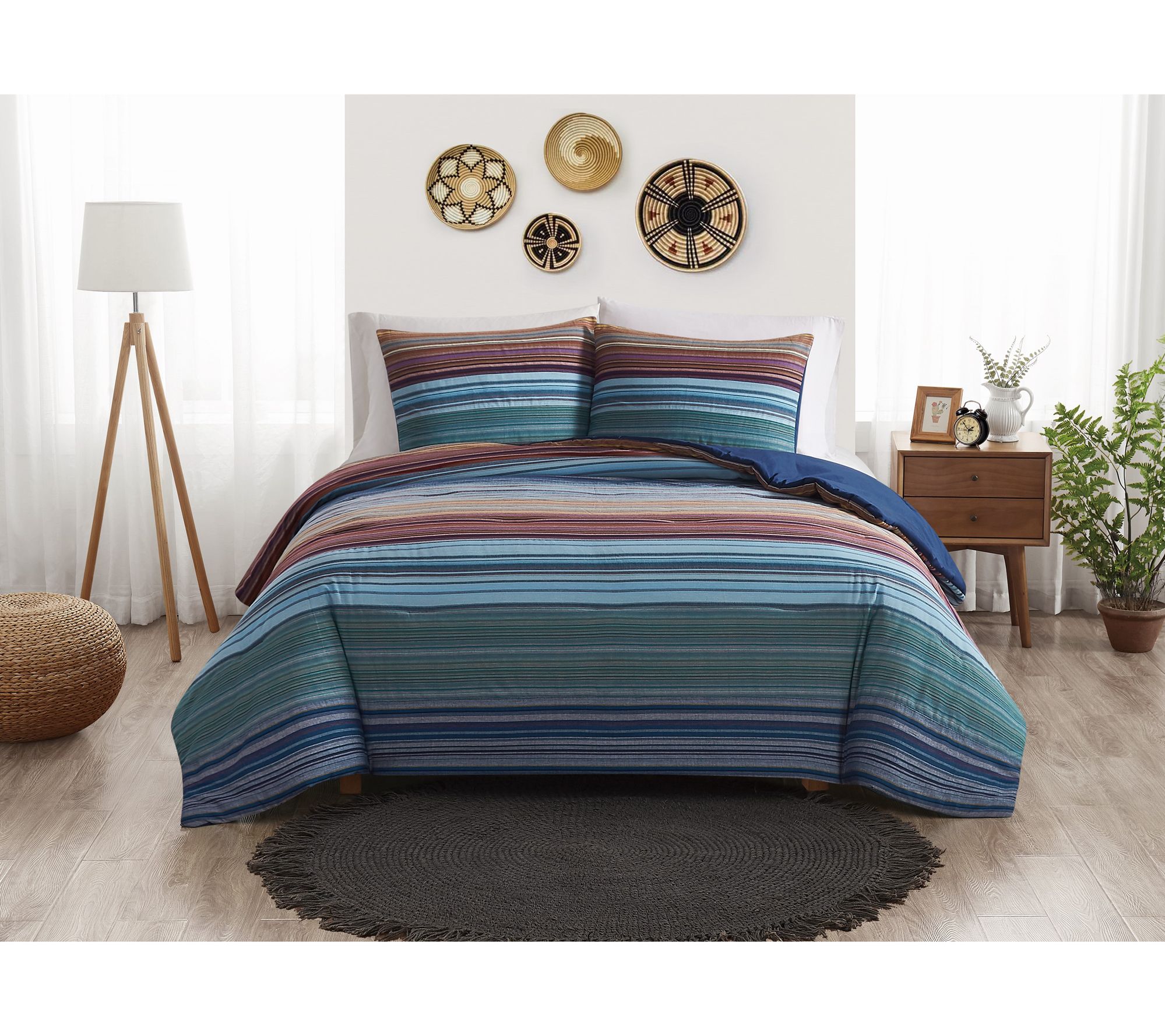 Brooklyn Loom Yarn Dye Stripe 3 Piece Full/Queen Comforter Set