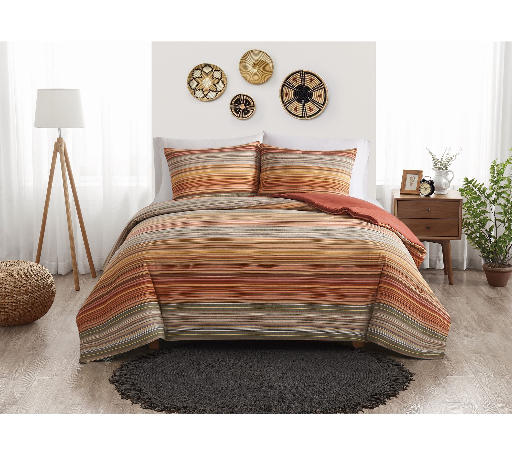 Brooklyn Loom Yarn Dye Stripe 3 Piece Full/Queen Comforter Set