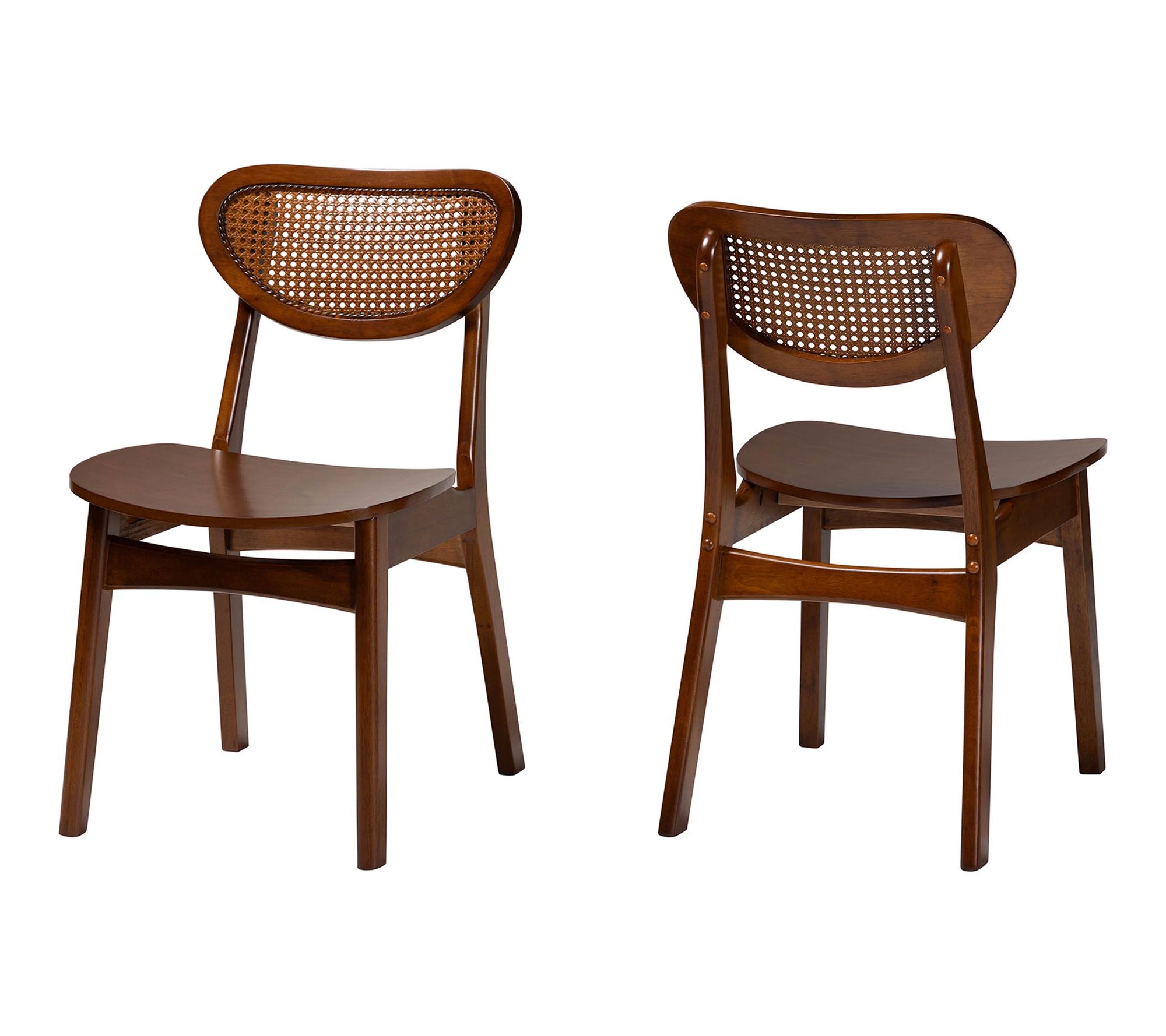 Baxton Studio Hesper Wood and Rattan Dining Chair Set of 2