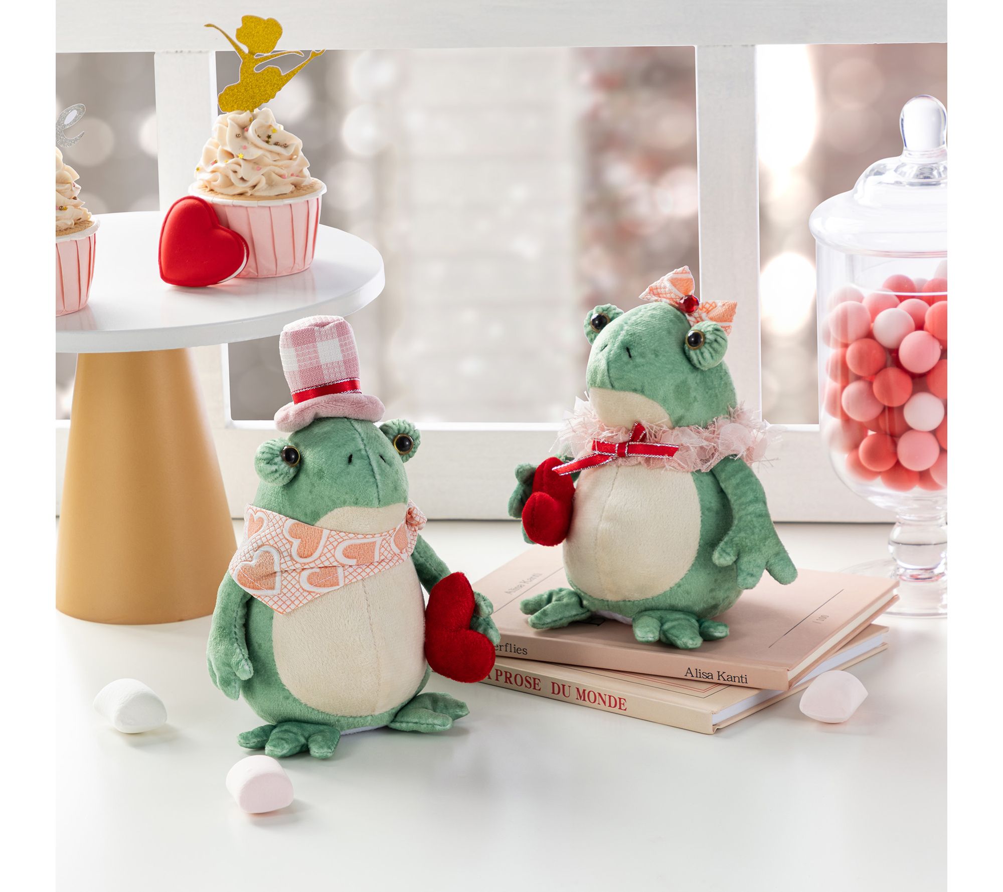  Glitzhome Set of 2  Valentine's Frog Couple Figurine