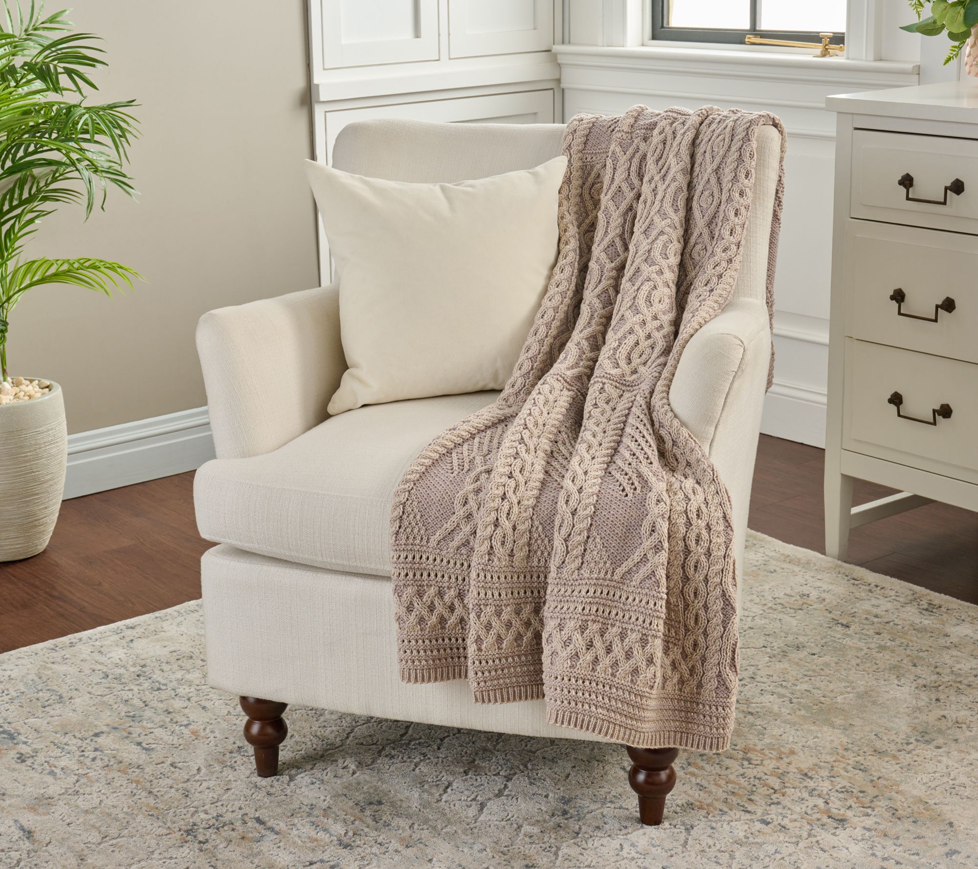 "As Is" Aran Crafts Merino Wool Tree of Life 40"x60" Throw Blanket