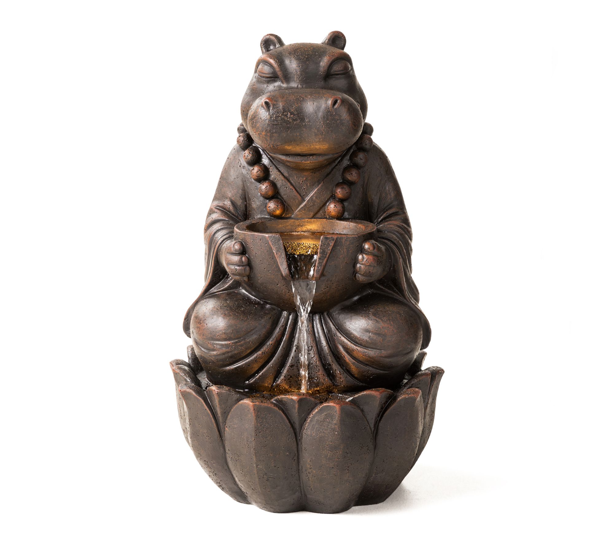 Glitzhome 21.75"H 2-Tiered Zen-Style Animal Outdoor Fountain