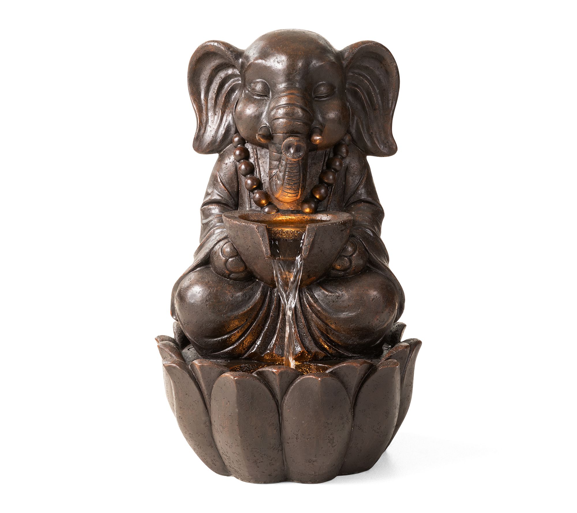 Glitzhome 21.75"H 2-Tiered Zen-Style Animal Outdoor Fountain