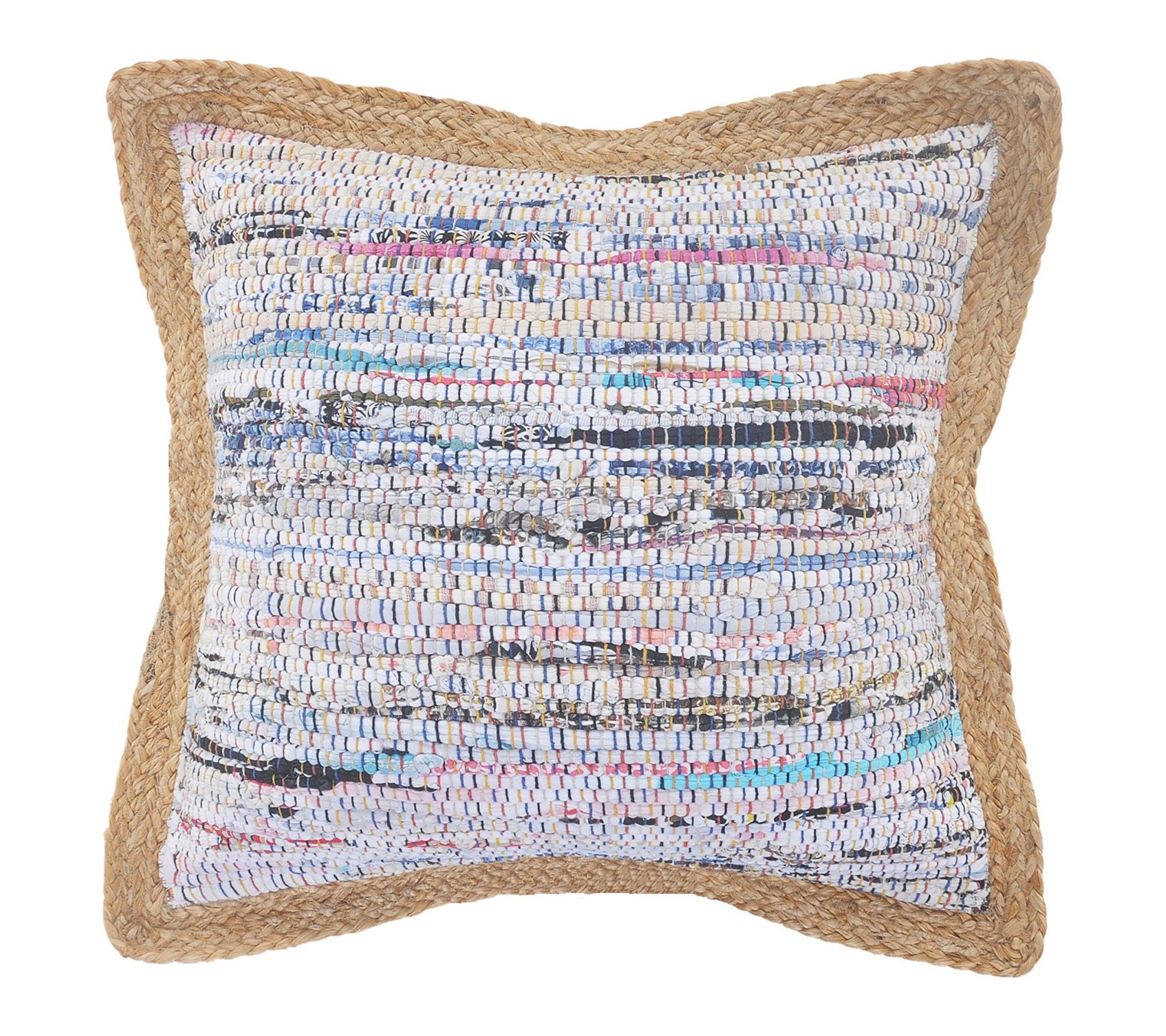 HomeRoots 20" X 20" Tan Blue & Pastel Yellow Geometric Pillow