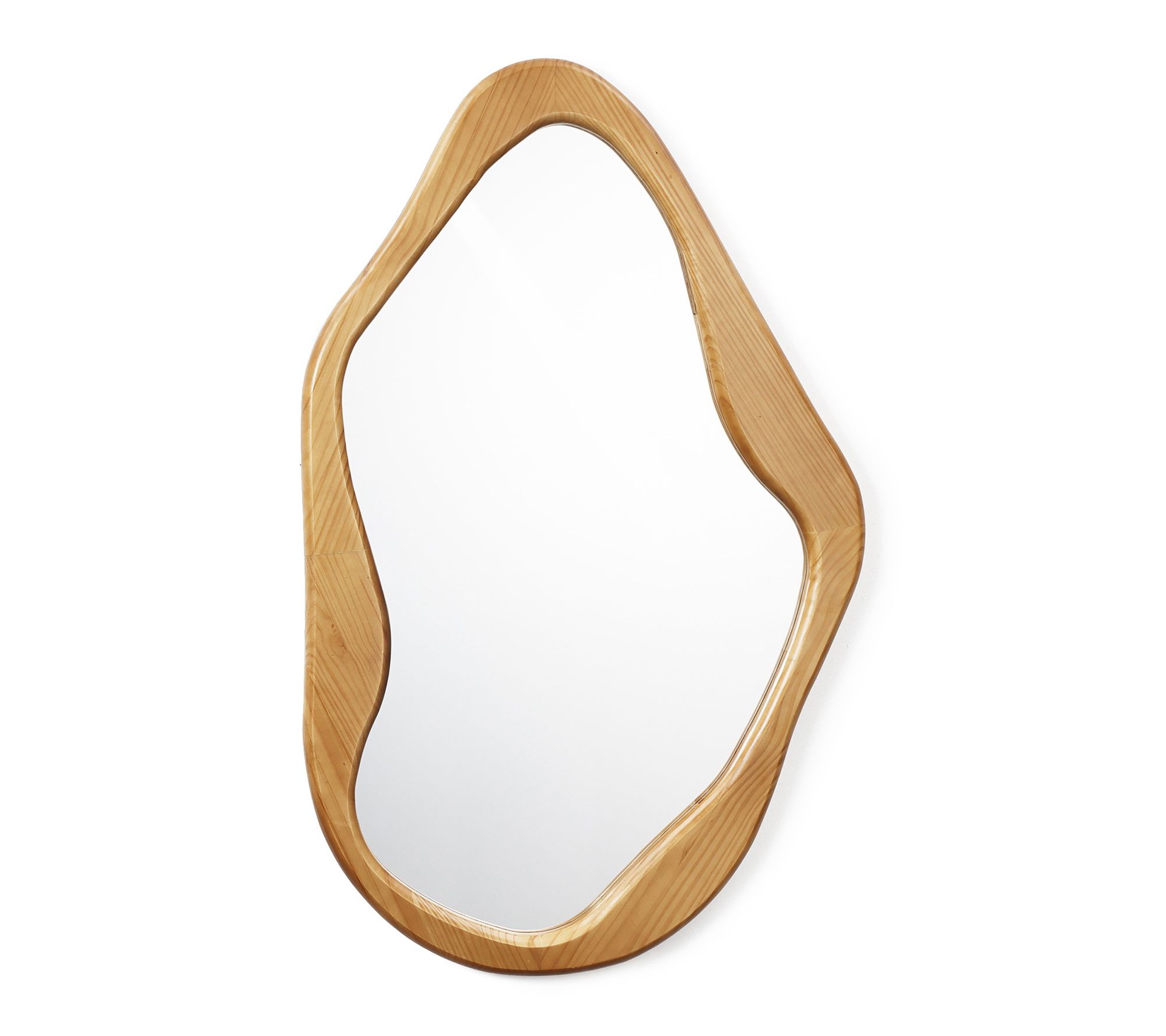 LuxenHome Pine Wood Frame Irregular 39.2"H x 24"W Wall Mirror