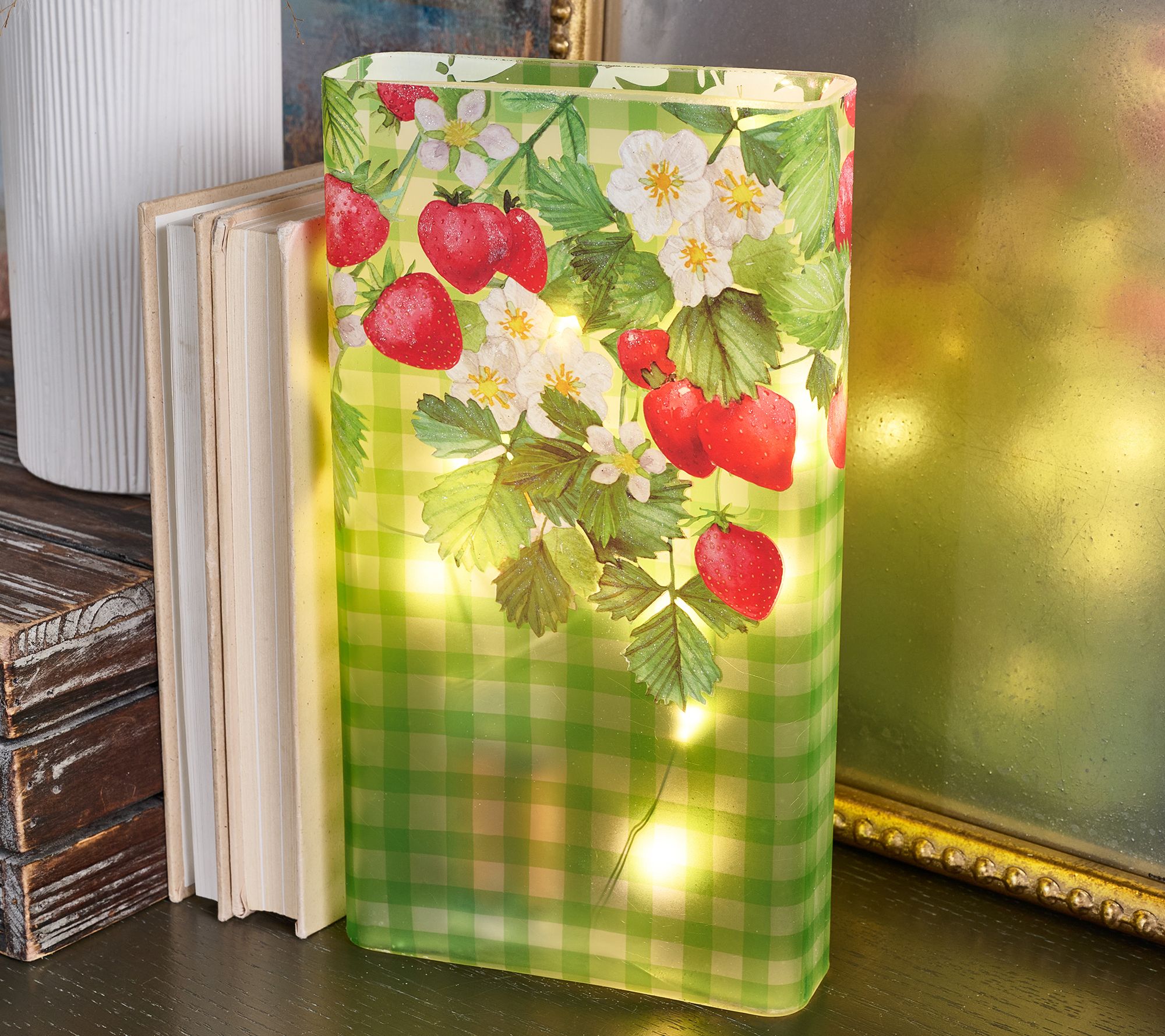 "As Is" 10" Illuminated Slim Glass Accent with Fruit- Valerie