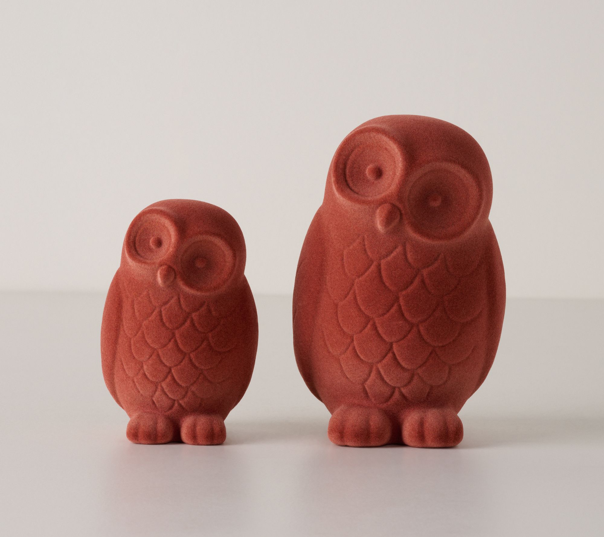 Home Reflections Set of 2 Flocked Owls