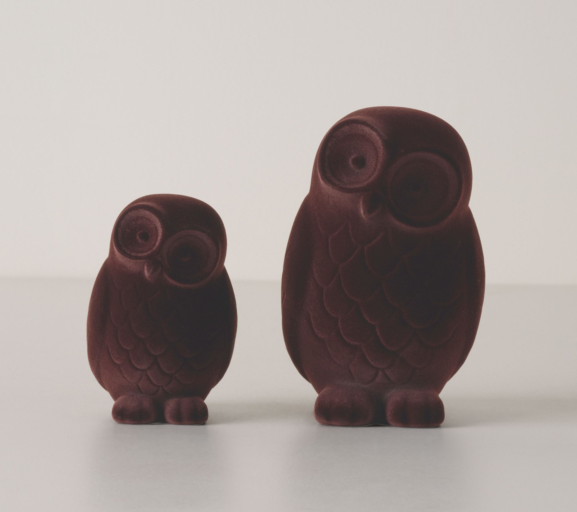 Home Reflections Set of 2 Flocked Owls
